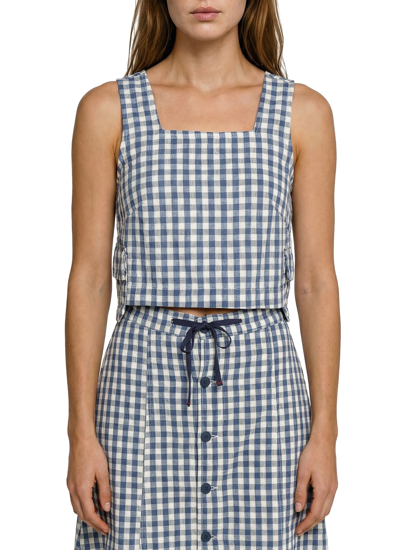 Blusa Feminina Shell Jeans Vichy Azul Cantão