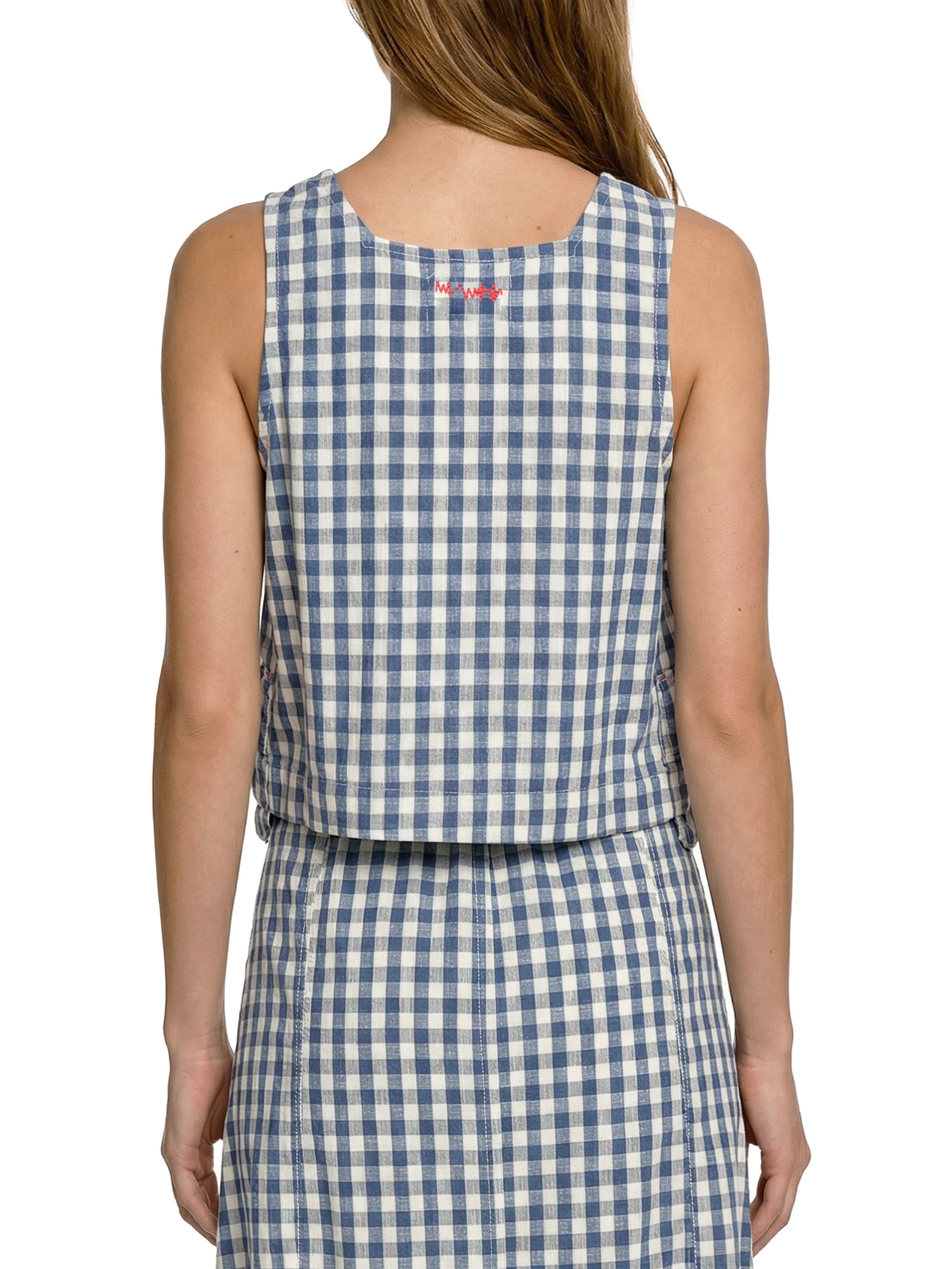 Blusa Feminina Shell Jeans Vichy Azul Cantão