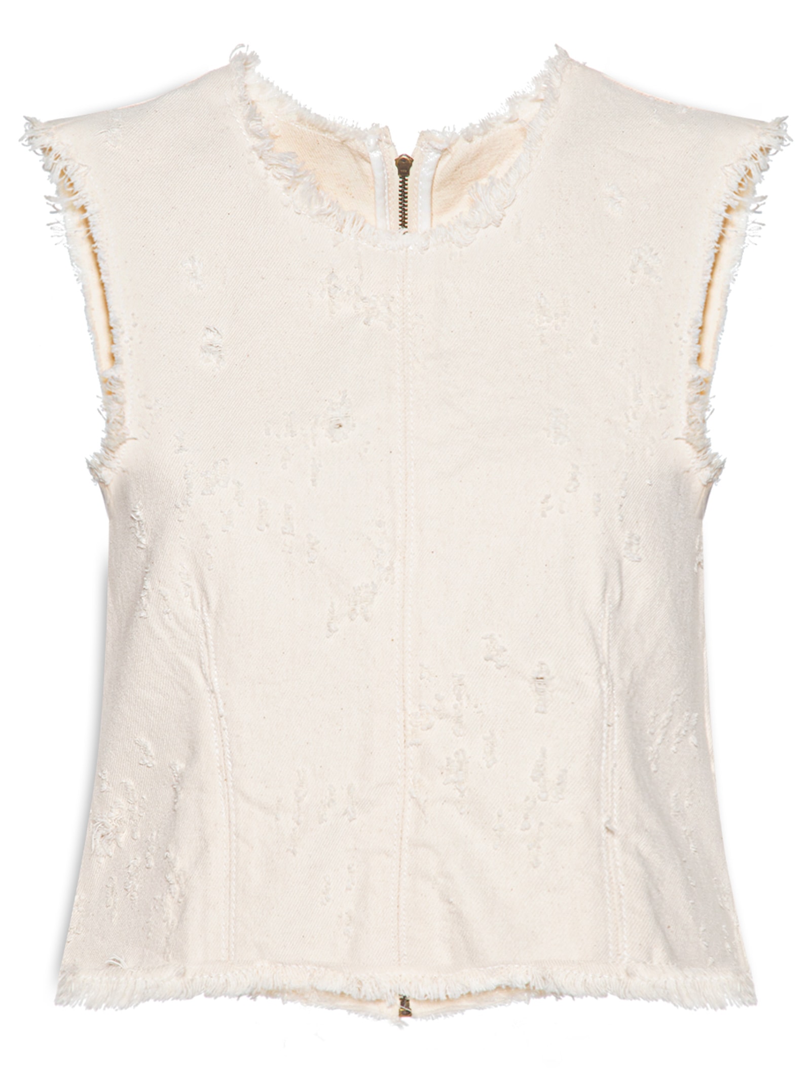 Blusa Feminina Sleeveless Denim Texture Bege Osklen