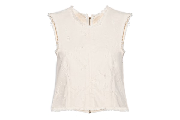 Blusa Feminina Sleeveless Denim Texture - Bege