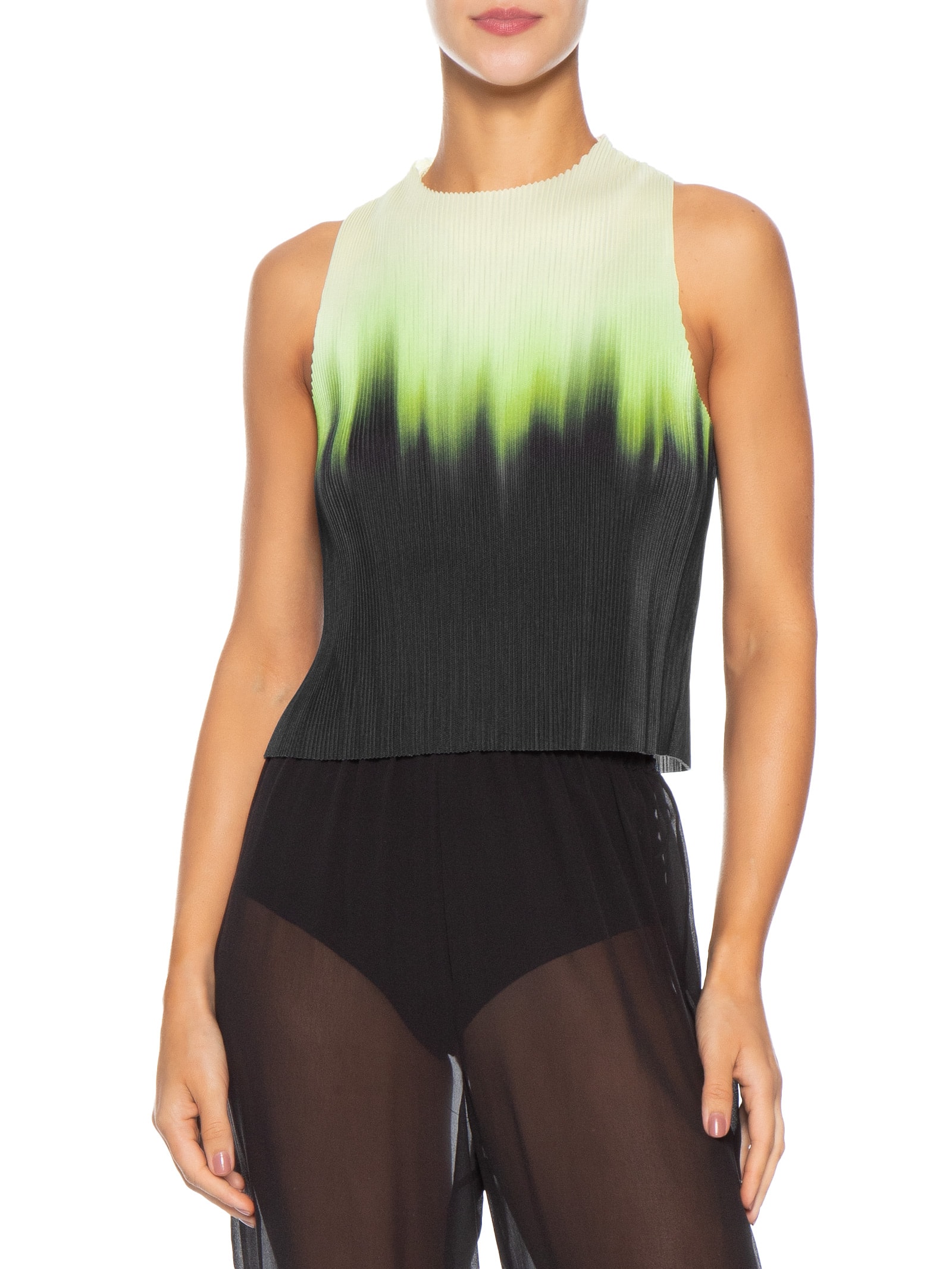 Blusa Feminina Sleeveless Plisse Blurred Neon Preto Osklen