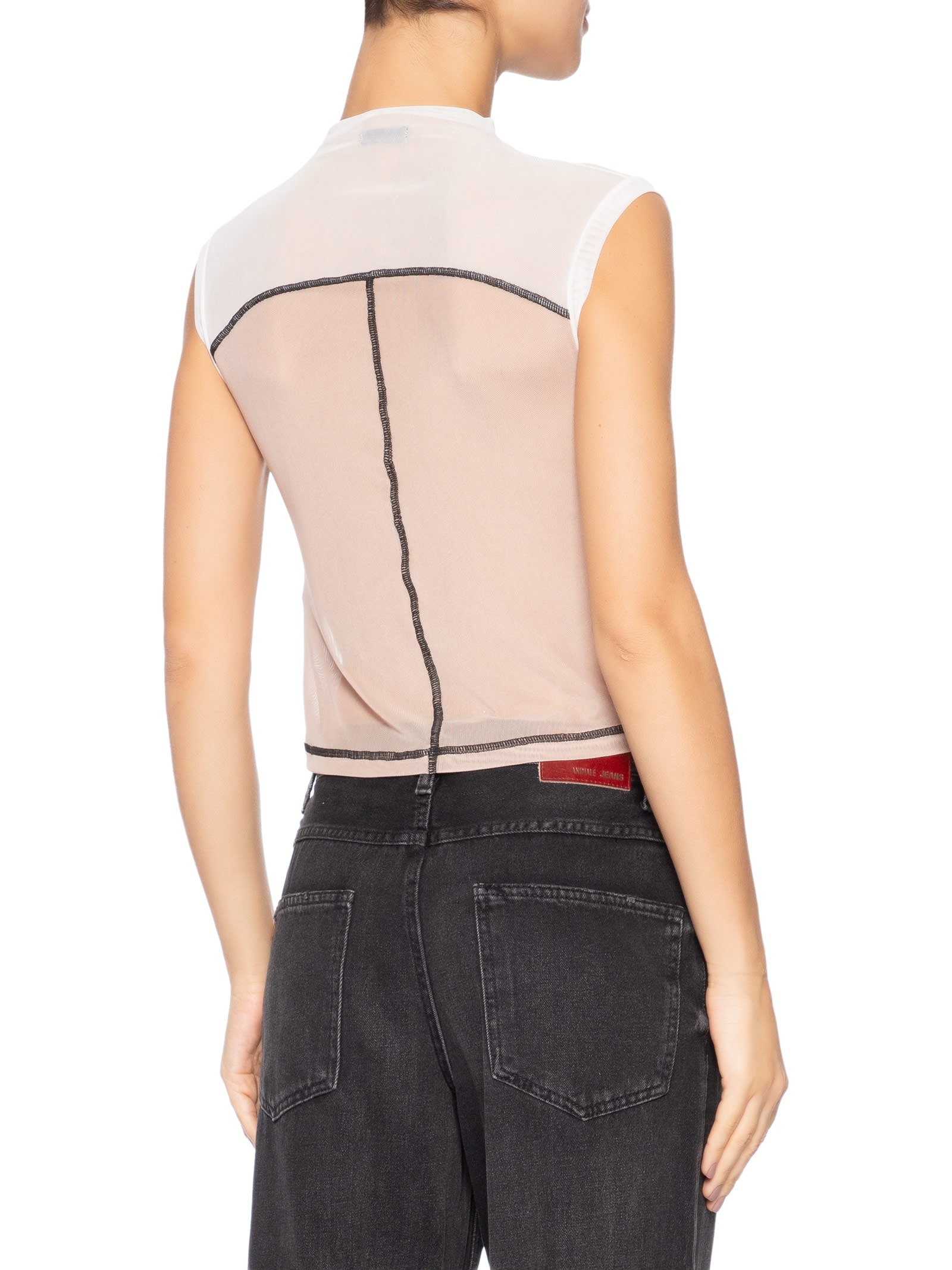 Blusa Feminina Sleeveless Tule Recortes Preto Osklen