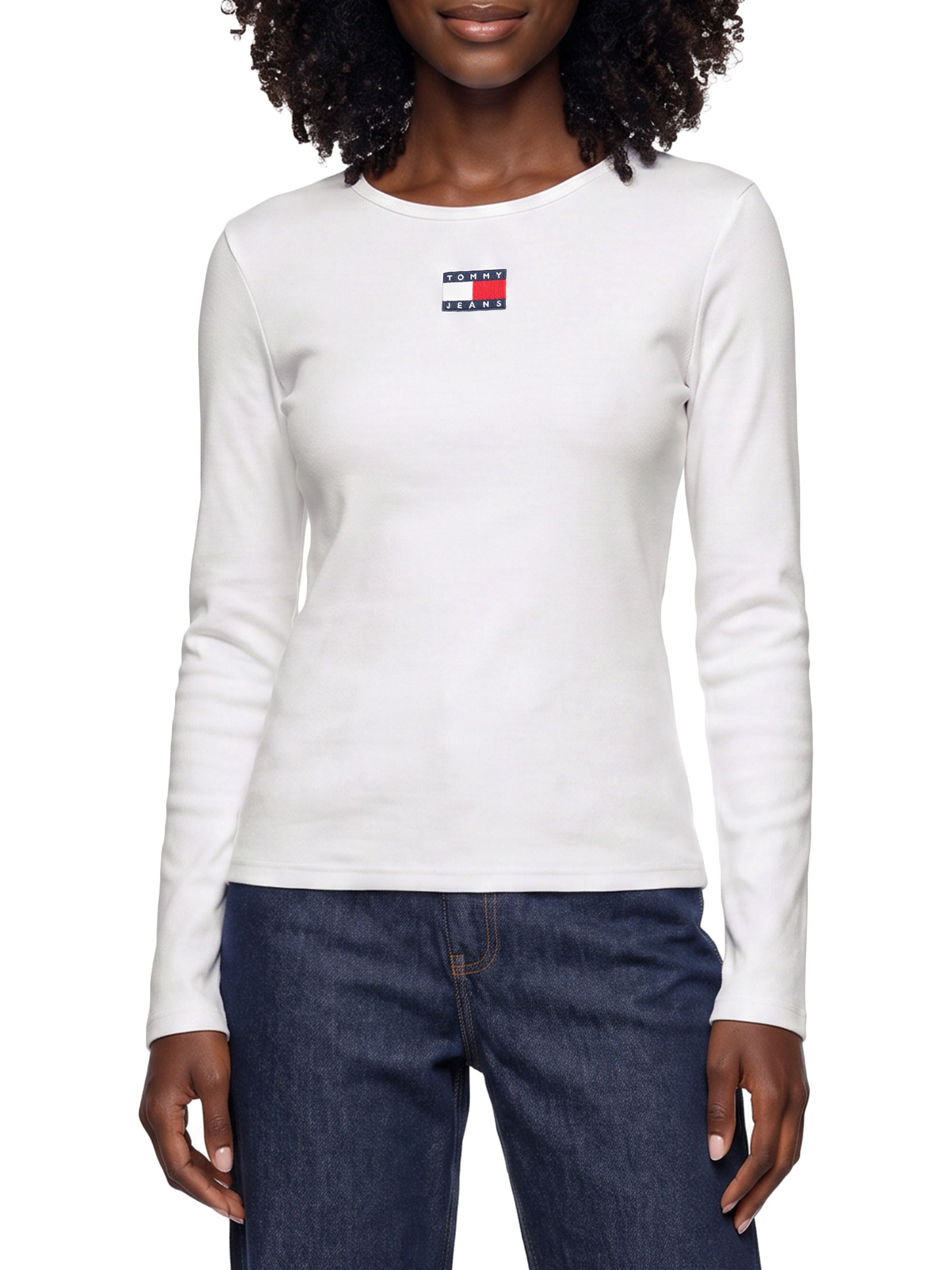 Blusa Feminina Slim Badge Ext Branco Tommy Jeans