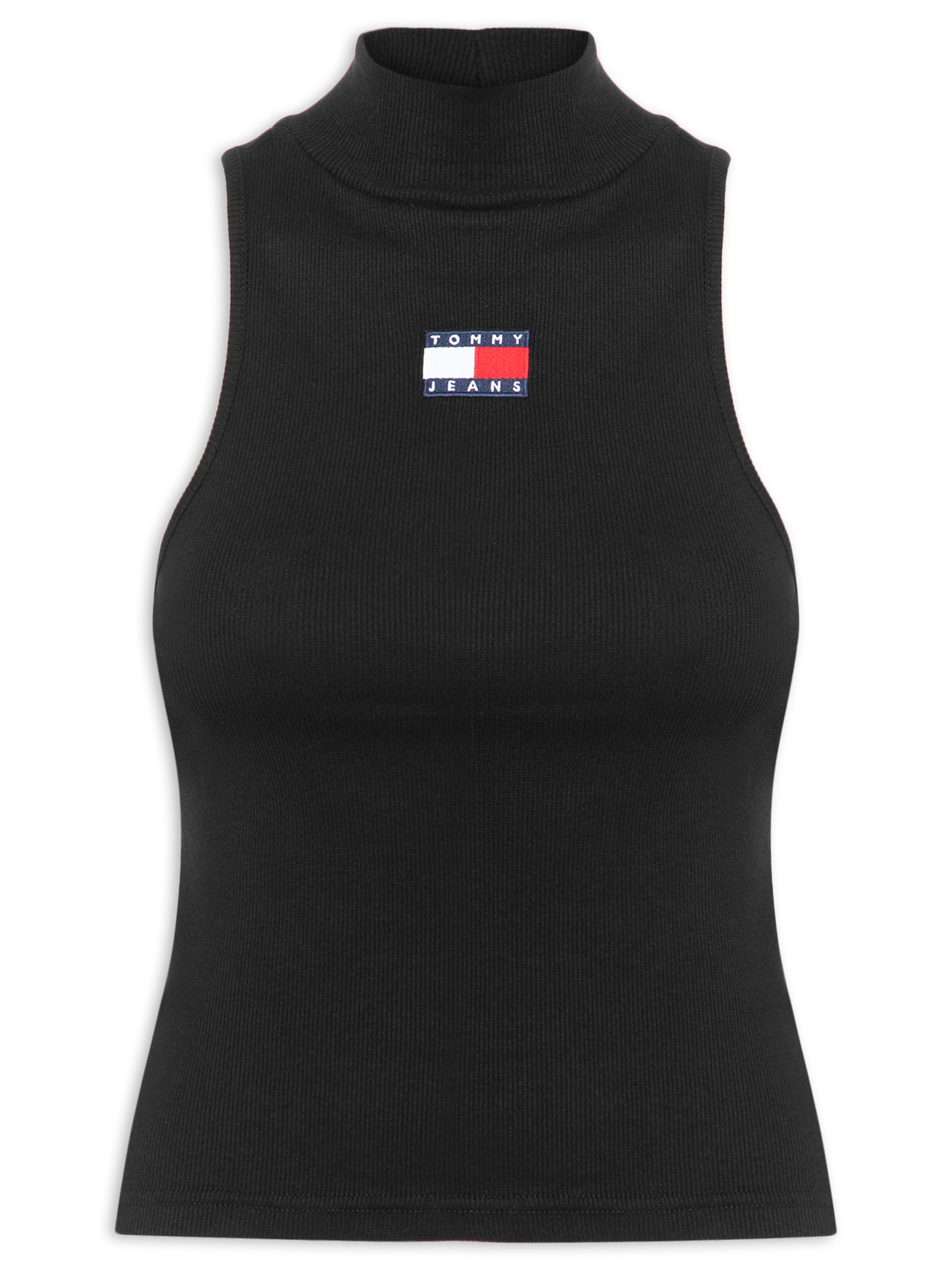Blusa Feminina Slim Badge Rib Tank Preto Tommy Jeans