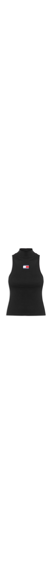 Blusa Feminina Slim Badge Rib Tank - Preto