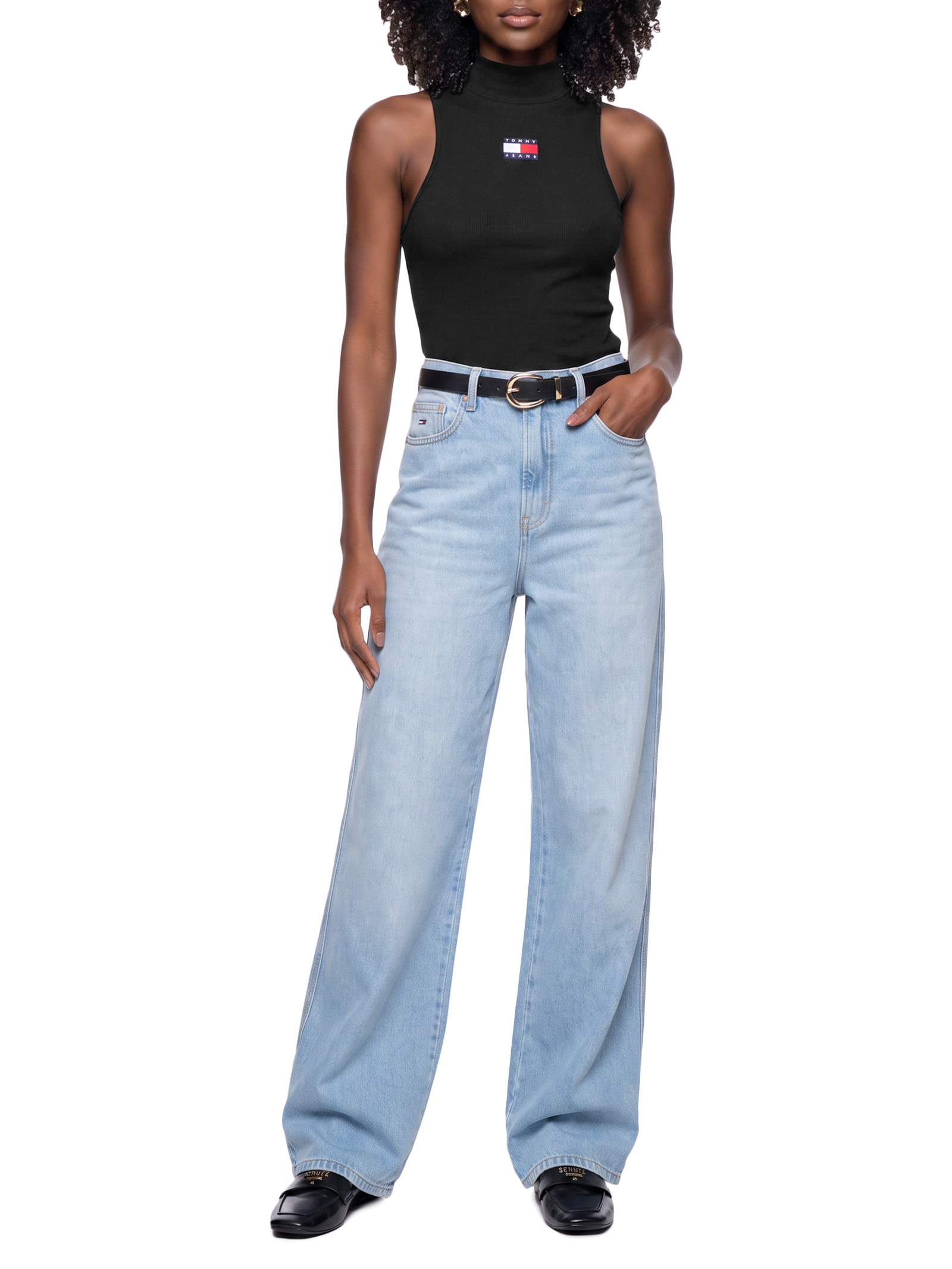 Blusa Feminina Slim Badge Rib Tank Preto Tommy Jeans