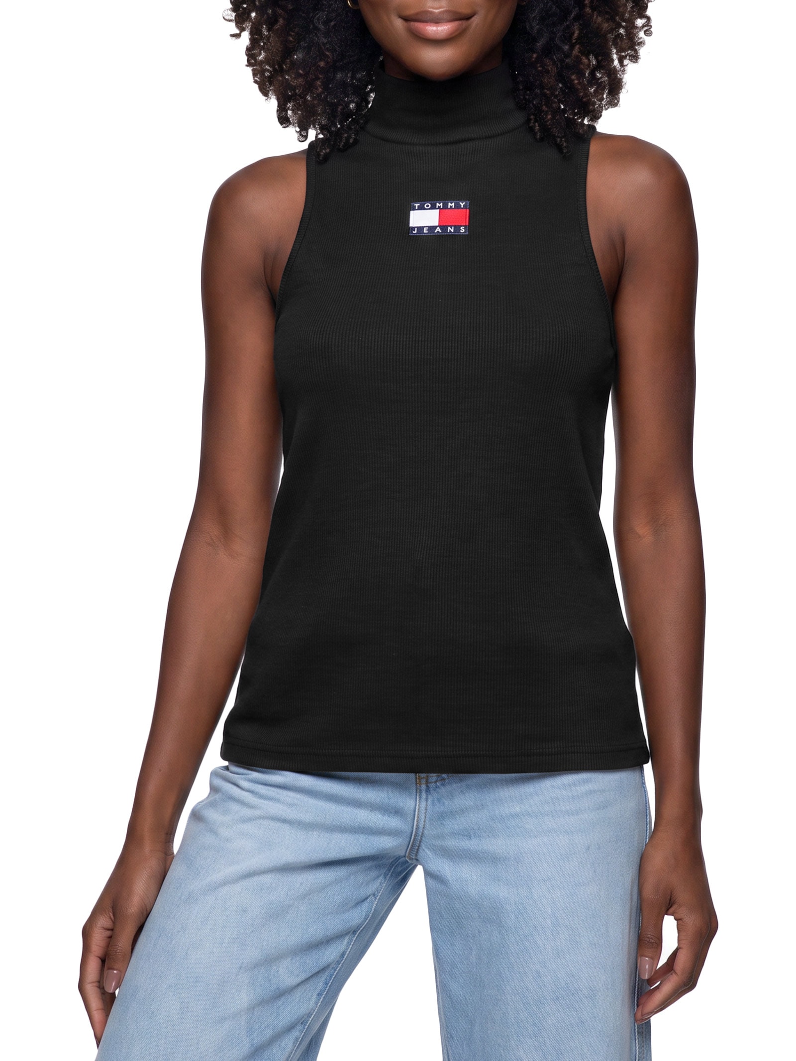 Blusa Feminina Slim Badge Rib Tank Preto Tommy Jeans