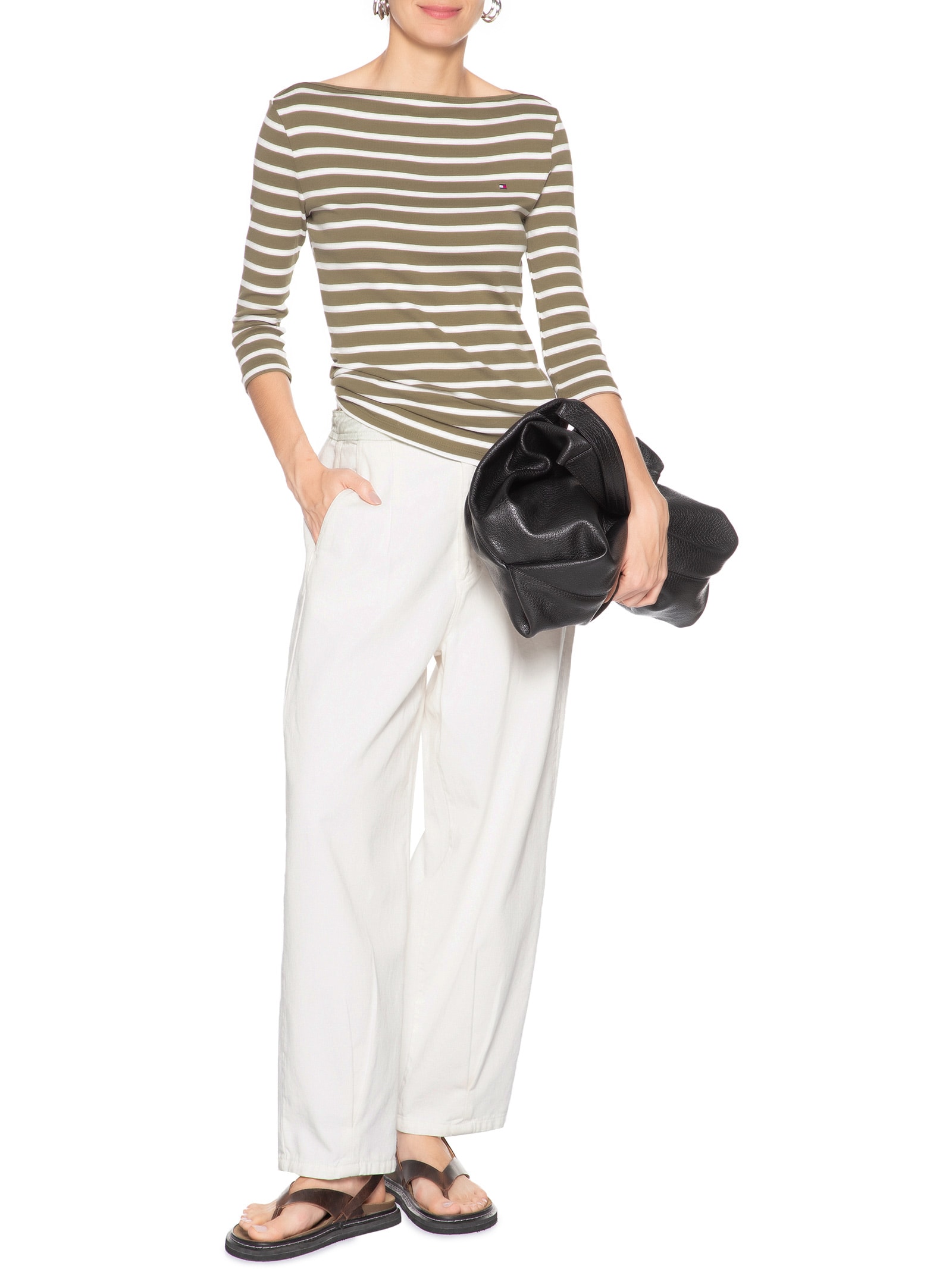 Blusa Feminina Slim Cody Boat Bege Tommy Hilfiger