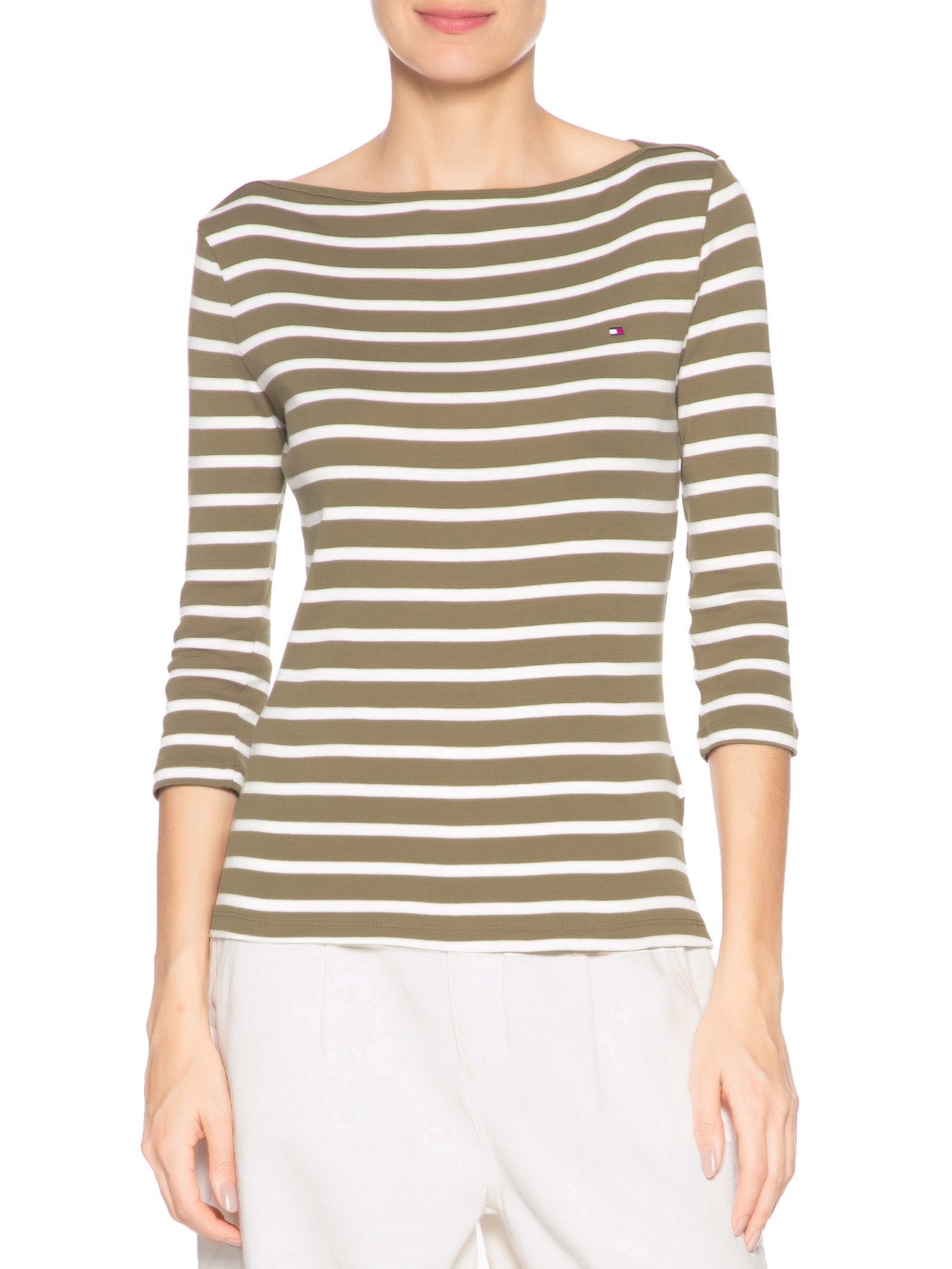 Blusa Feminina Slim Cody Boat Bege Tommy Hilfiger