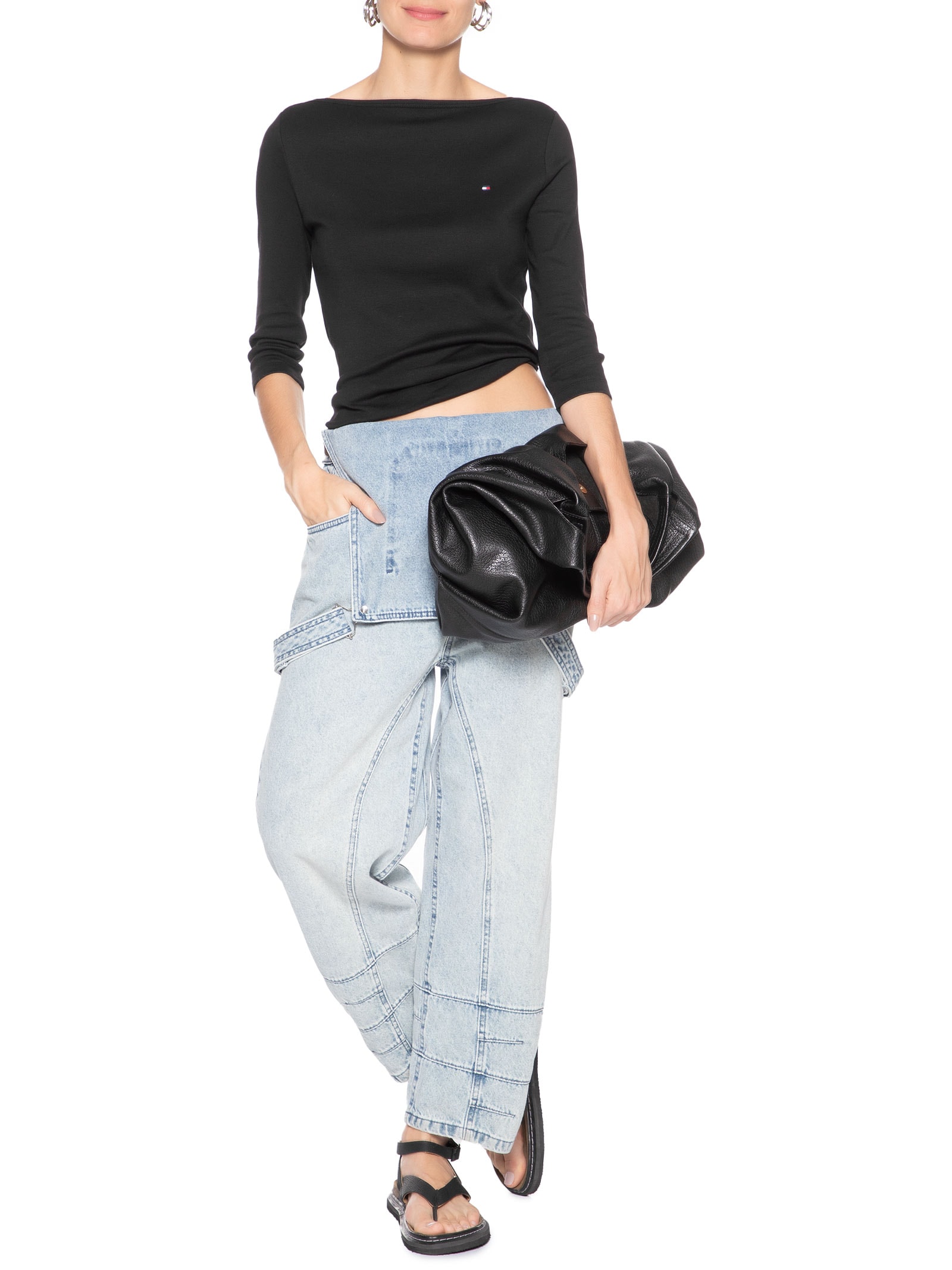 Blusa Feminina Slim Cody Boat Preto Tommy Hilfiger