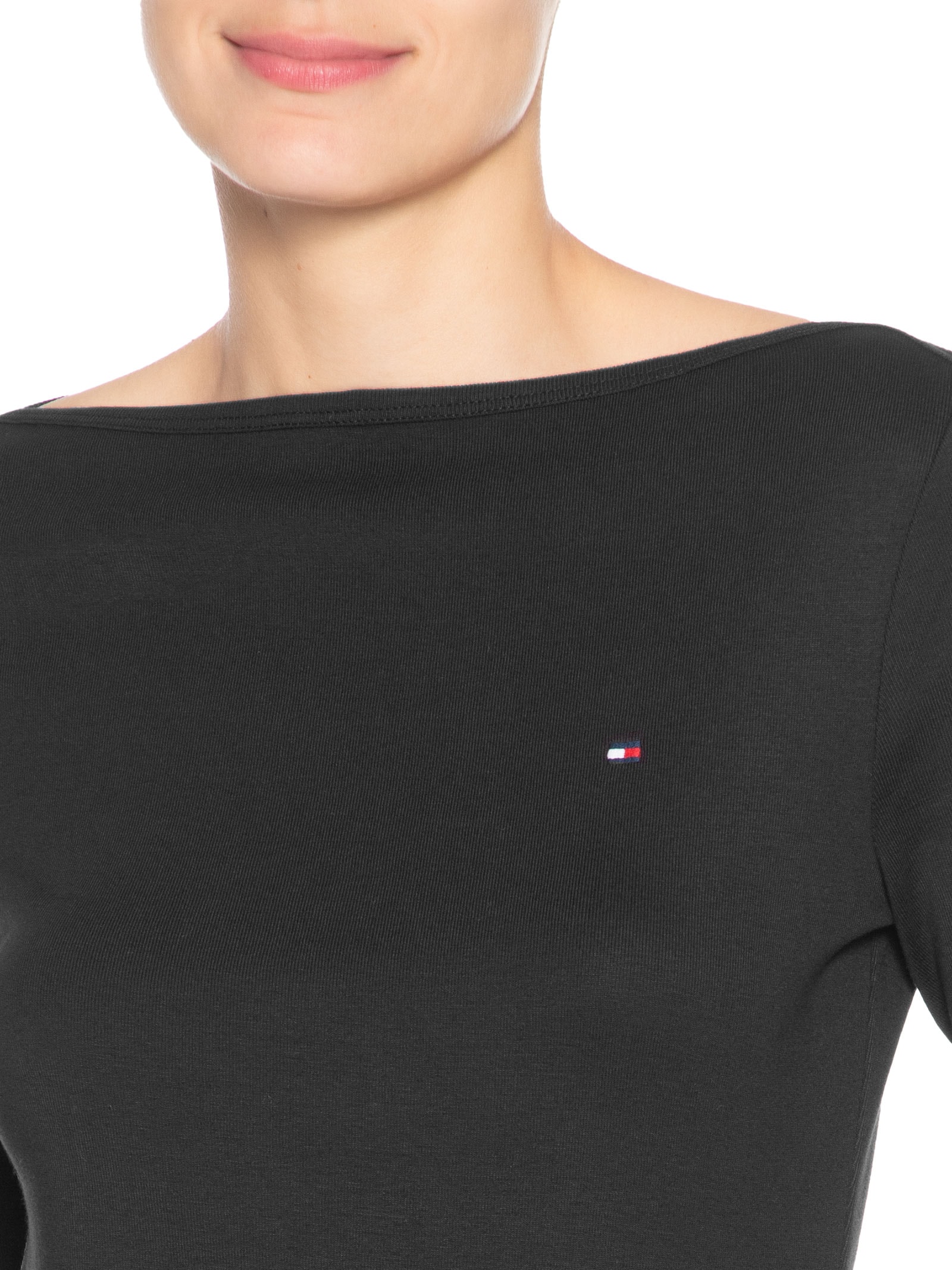 Blusa Feminina Slim Cody Boat Preto Tommy Hilfiger