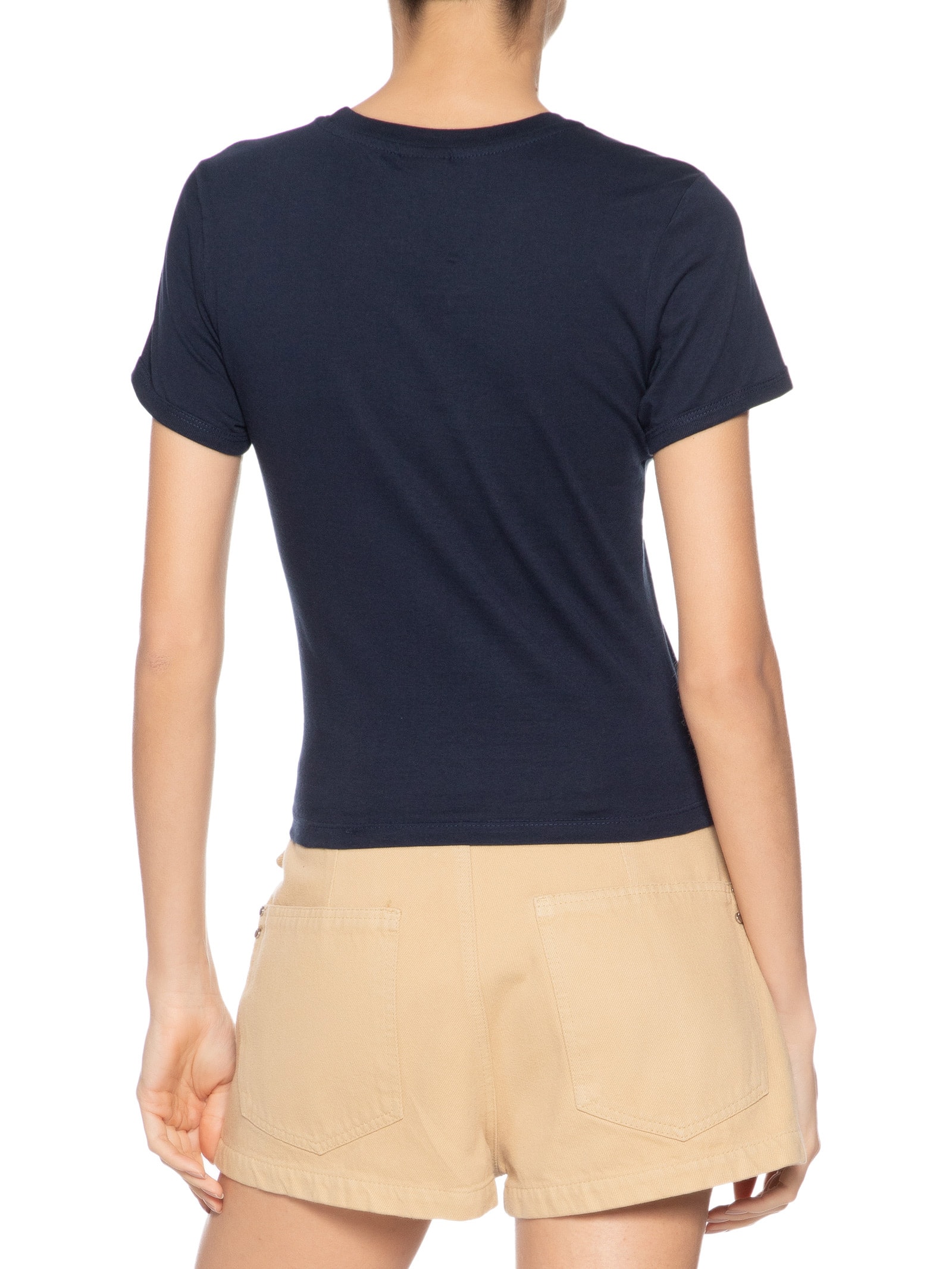Blusa Feminina Slim Crest Ringer Tee Azul Tommy Jeans