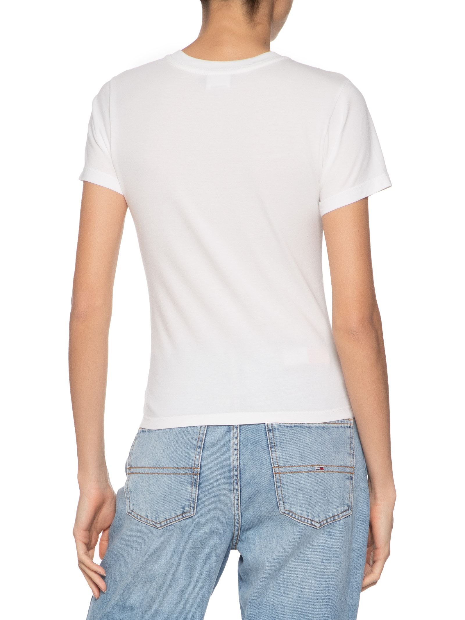 Blusa Feminina Slim Essential Logo Tee 2 Branco Tommy Jeans