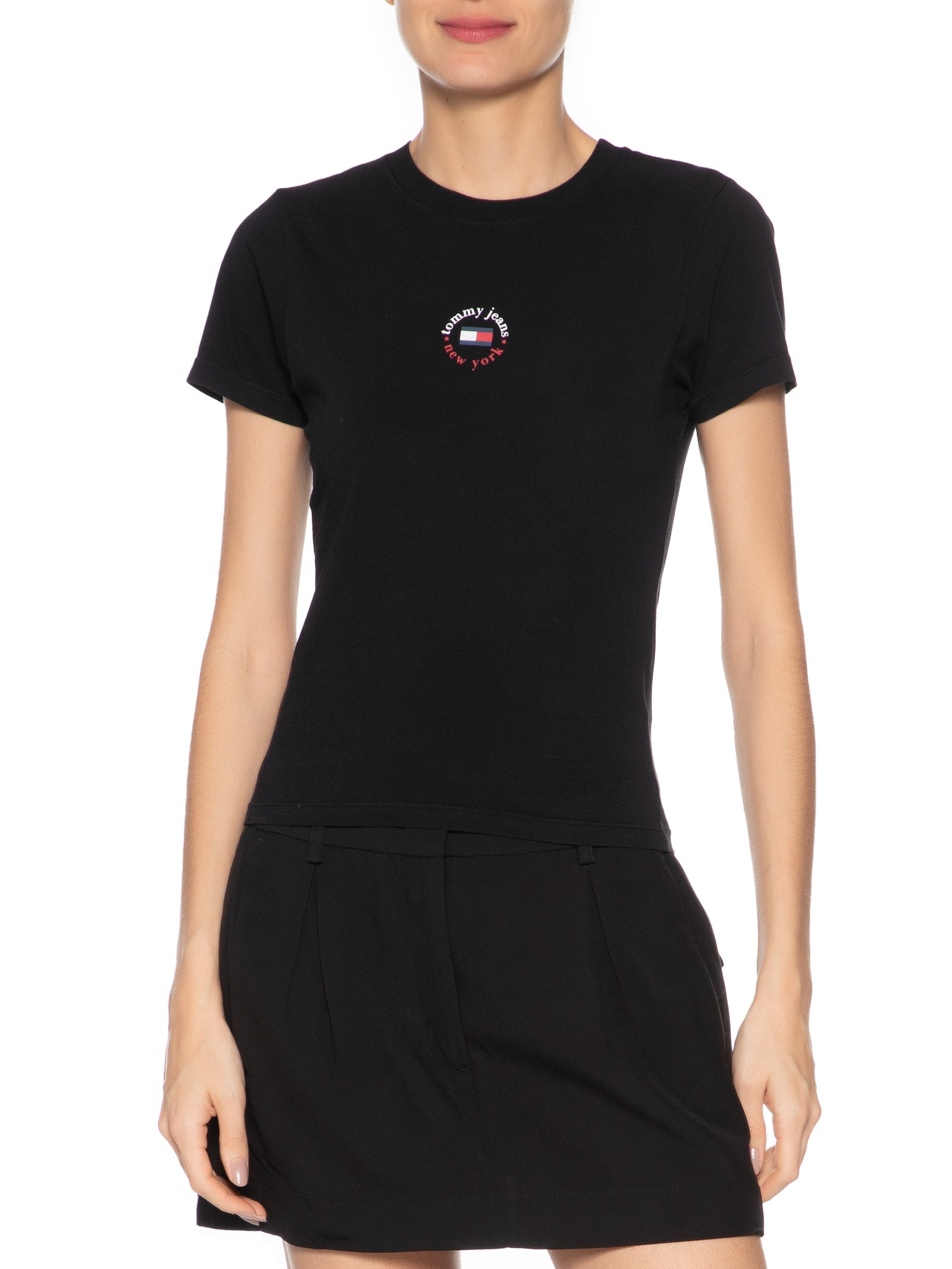 Blusa Feminina Slim Essential Logo Tee 2 Preto Tommy Jeans