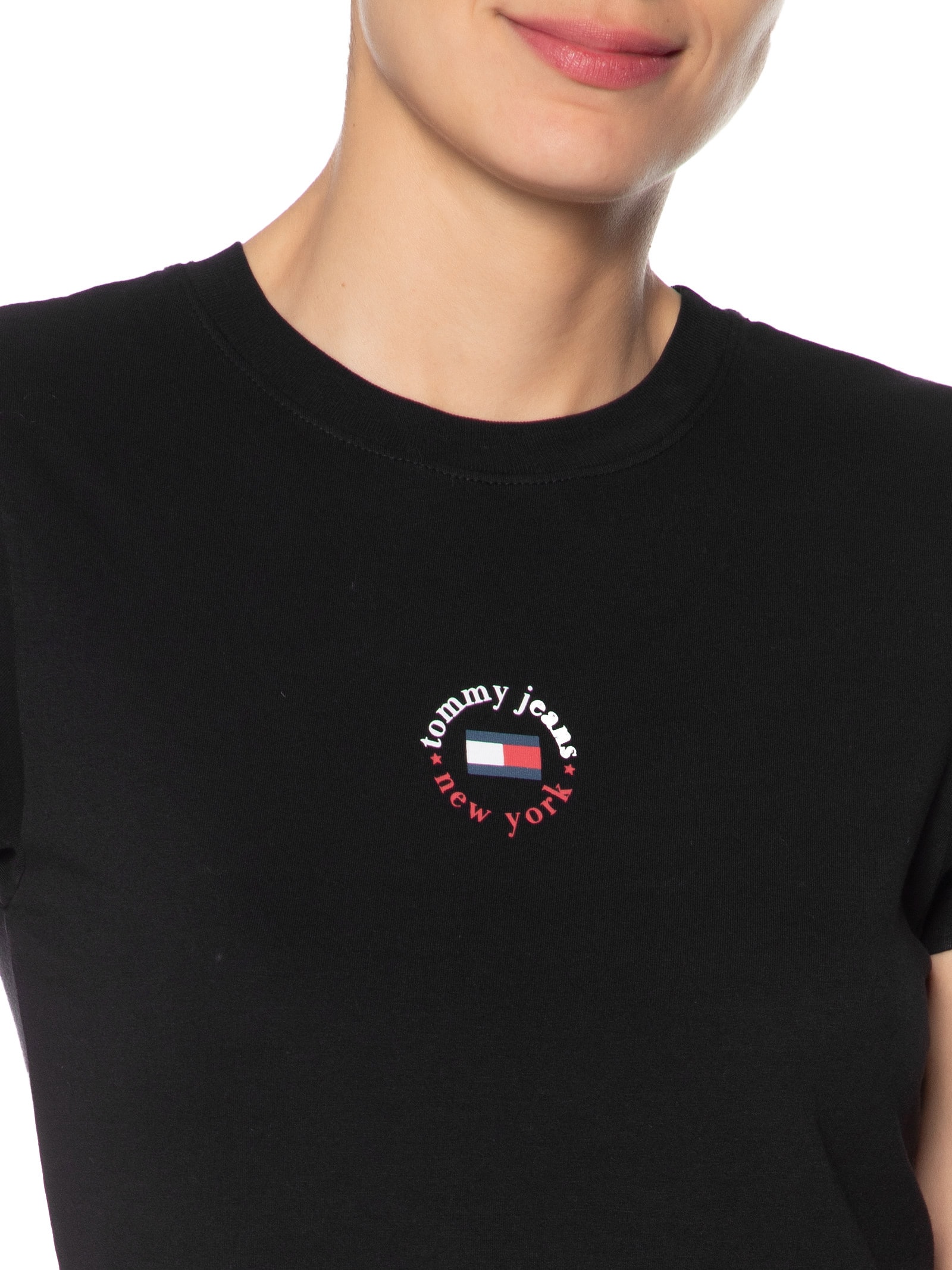 Blusa Feminina Slim Essential Logo Tee 2 Preto Tommy Jeans