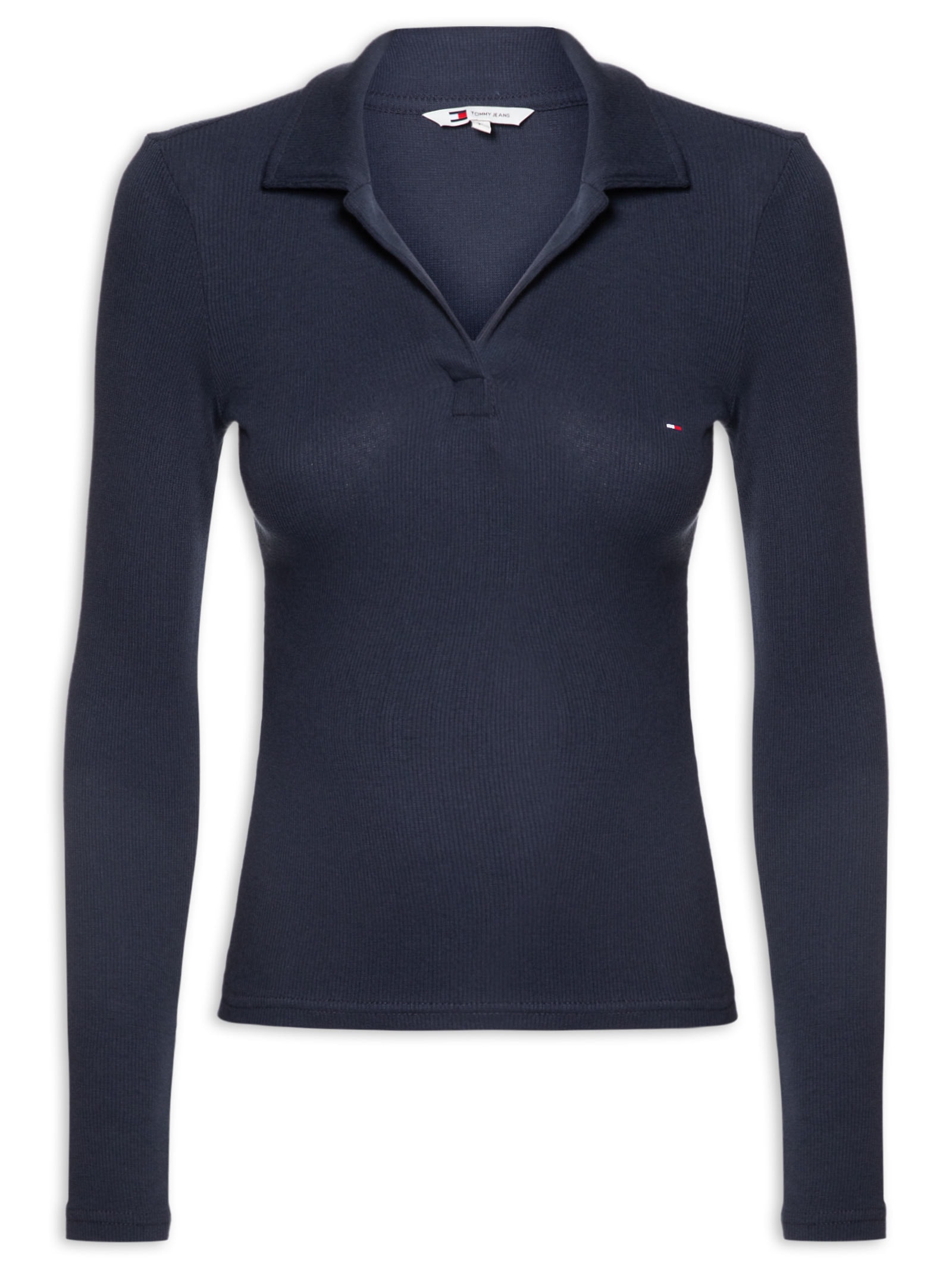 Blusa Feminina Slim Essential Rib Ls – Azul Tommy Jeans