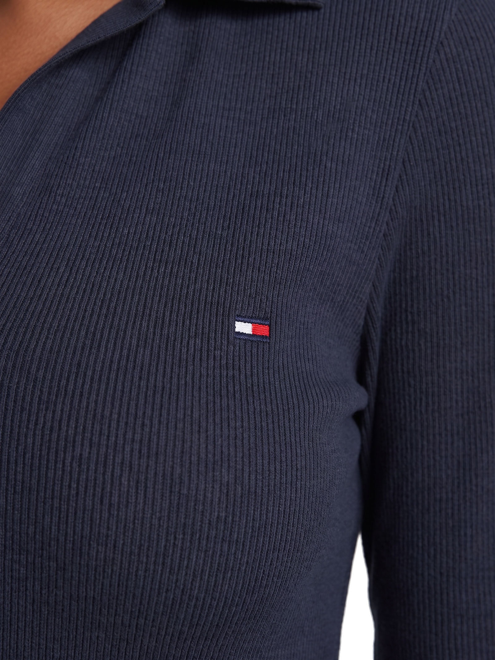 Blusa Feminina Slim Essential Rib Ls – Azul Tommy Jeans
