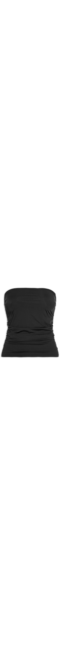 Blusa Feminina Slim Sem Alças Com Detalhe Drapeado - Preto