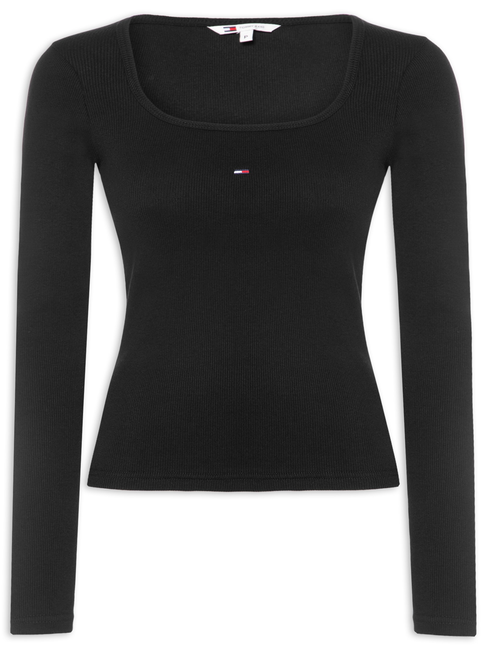 Blusa Feminina Slim Soft Rib Preto Tommy Jeans