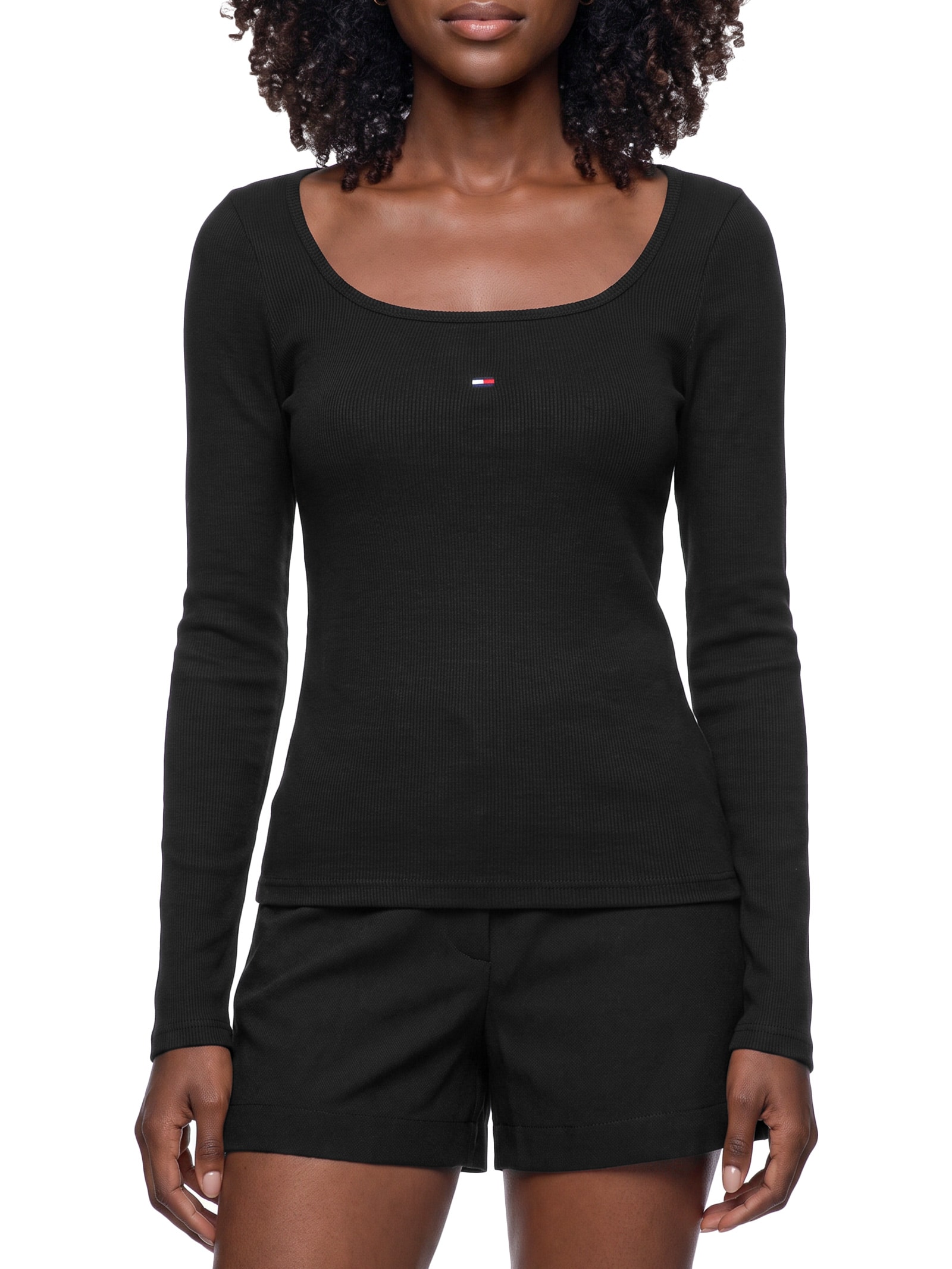 Blusa Feminina Slim Soft Rib Preto Tommy Jeans