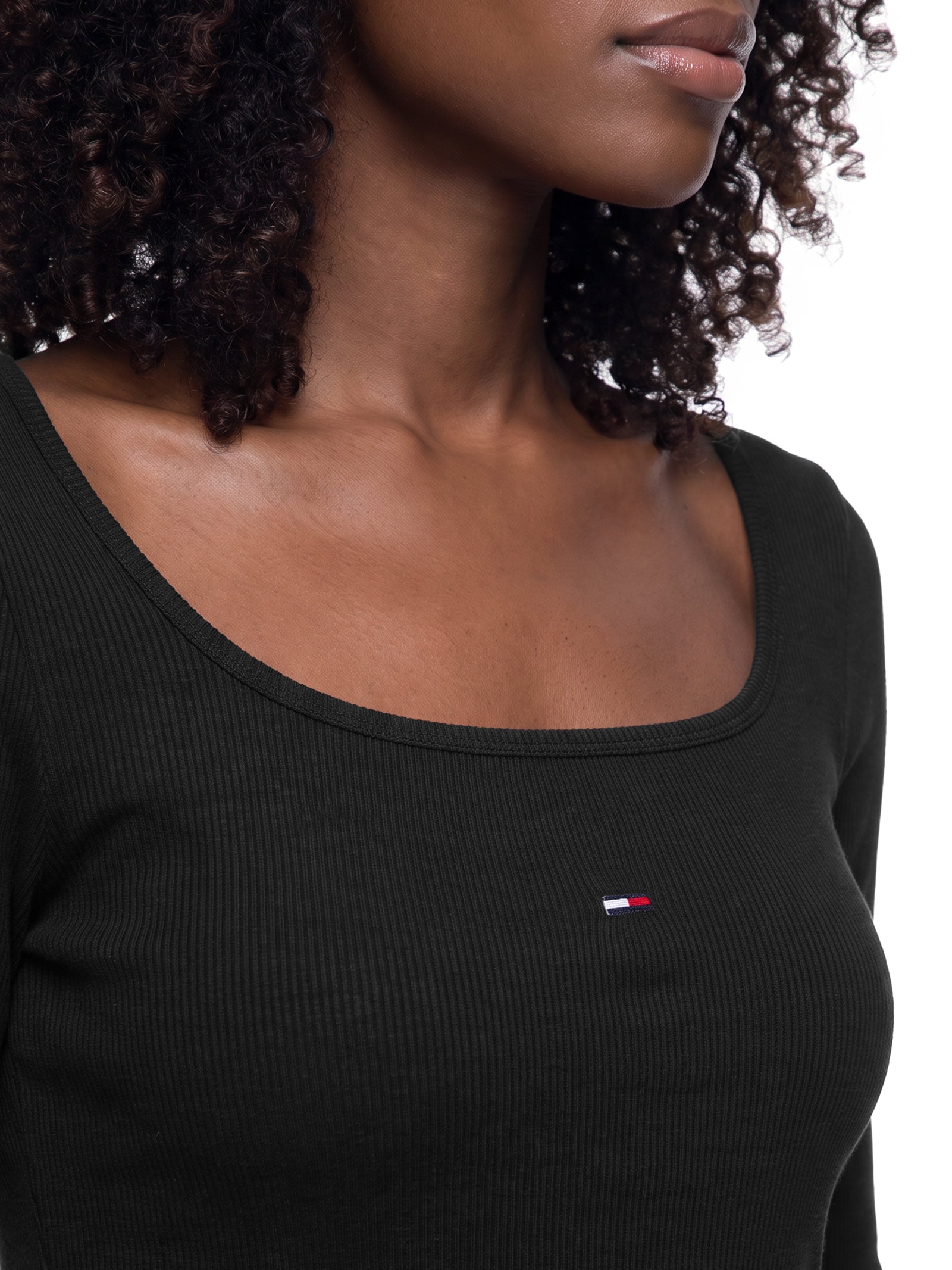 Blusa Feminina Slim Soft Rib Preto Tommy Jeans