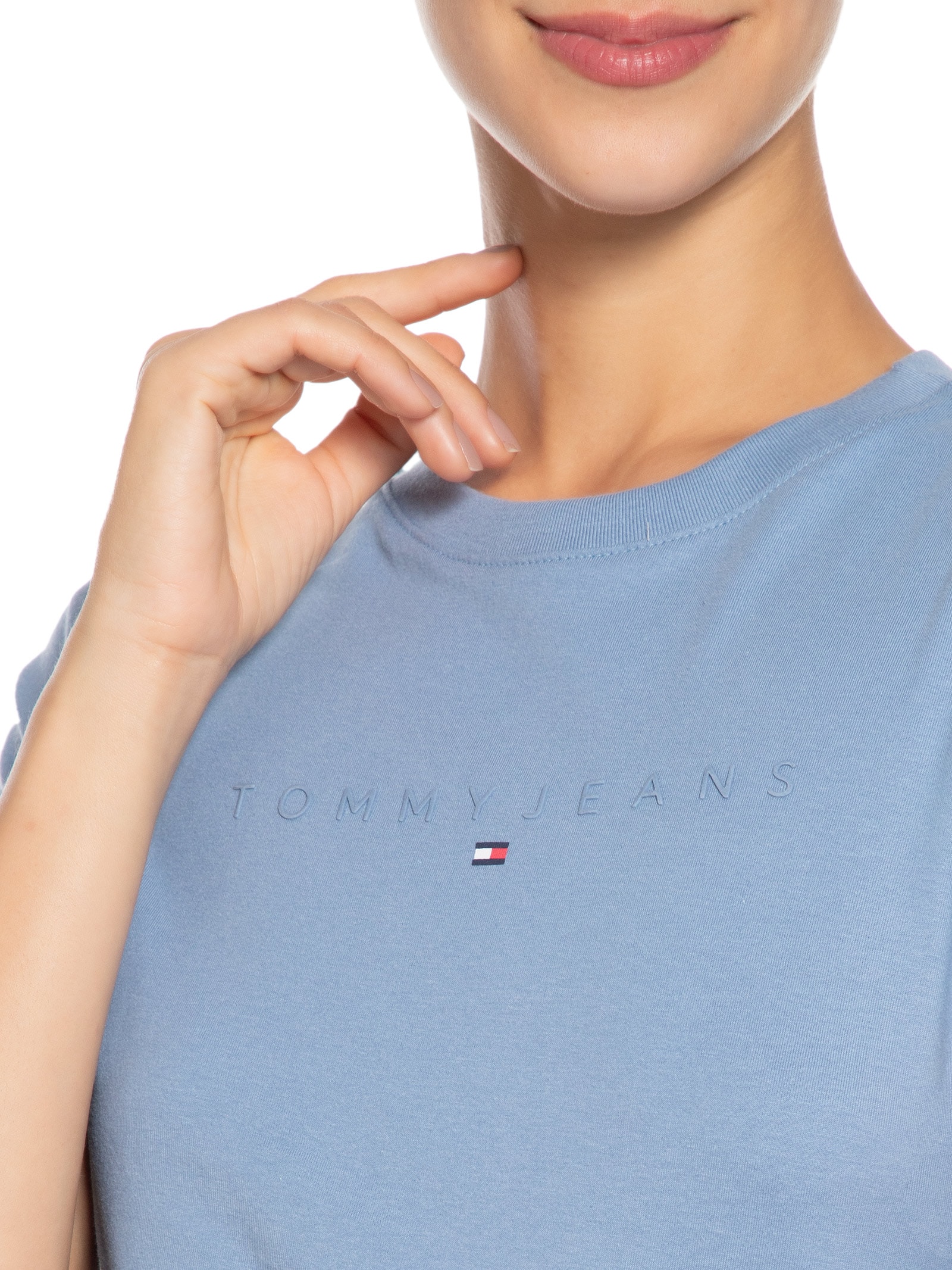 Blusa Feminina Slim Tonal Linear Tee Next Preto Tommy Jeans