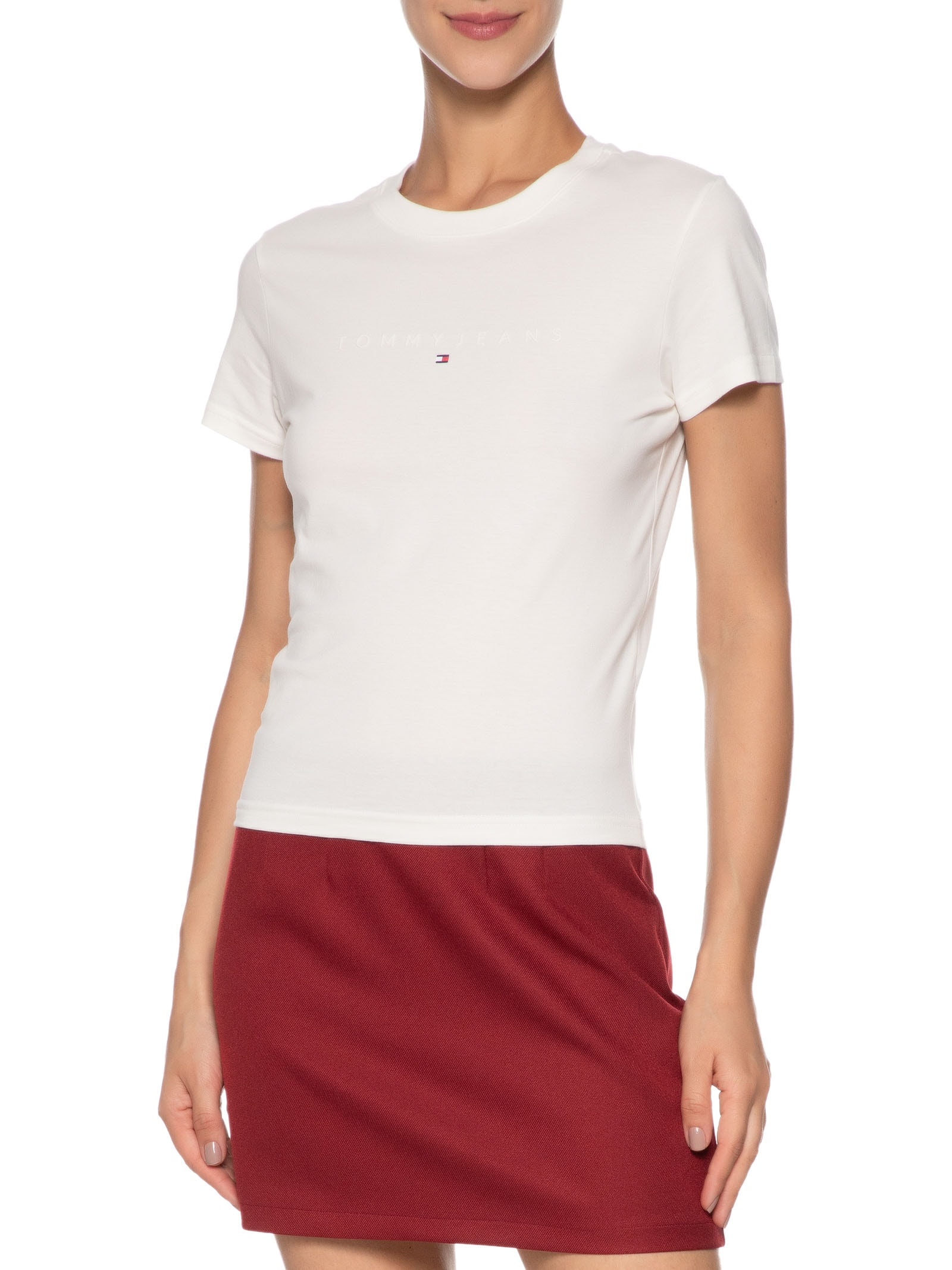 Blusa Feminina Slim Tonal Linear Tee Next Preto Tommy Jeans