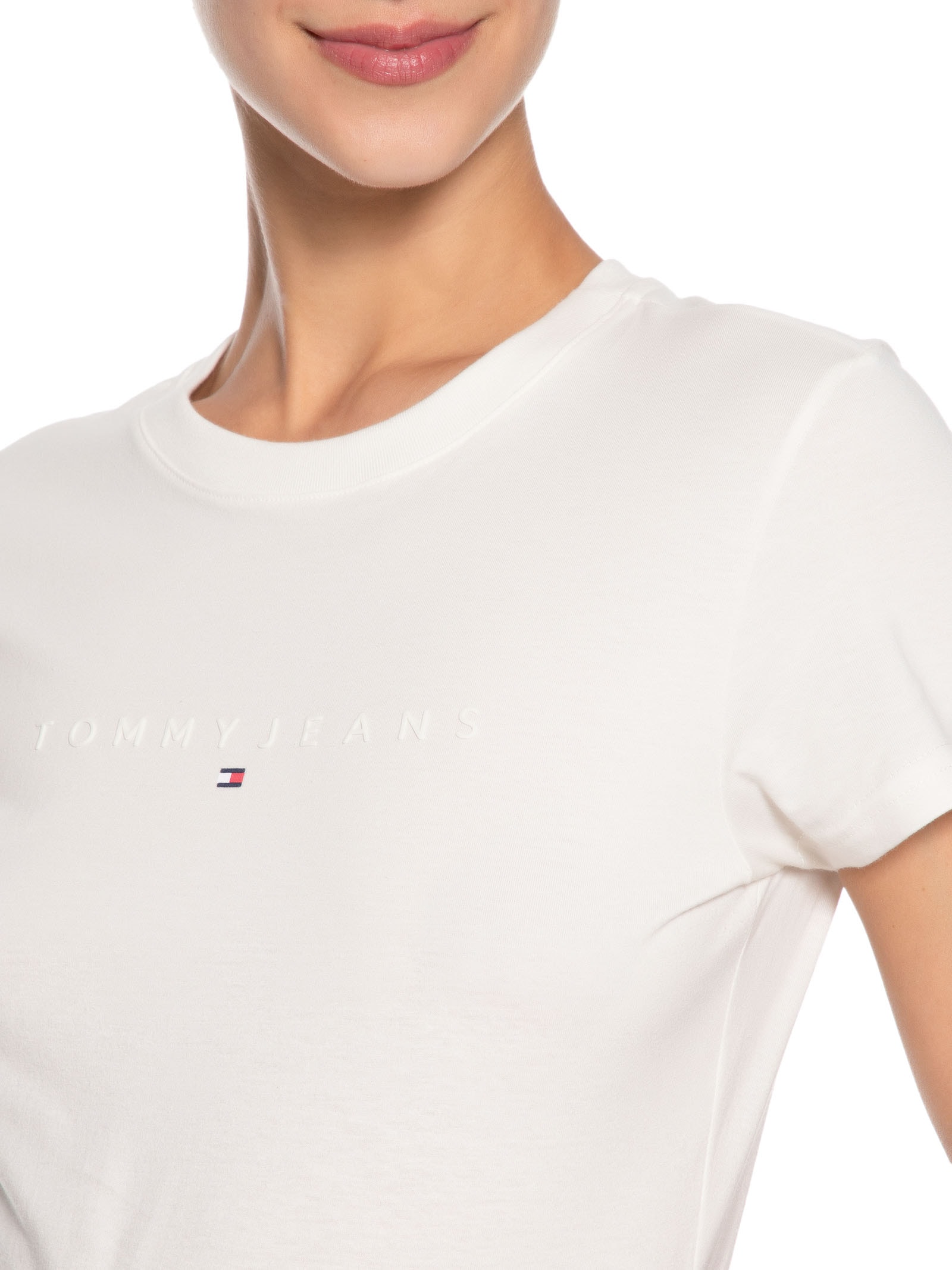 Blusa Feminina Slim Tonal Linear Tee Next Preto Tommy Jeans