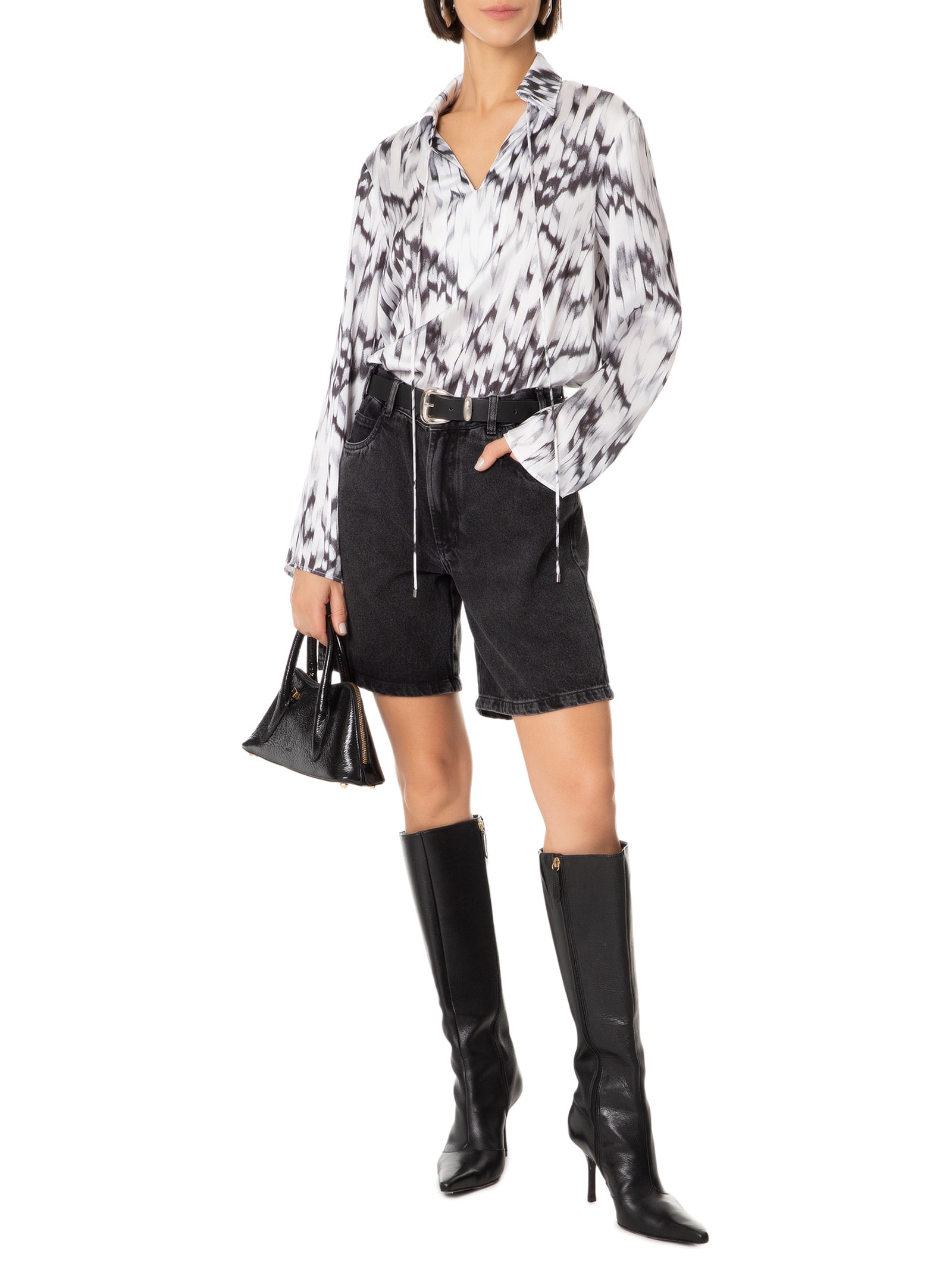Blusa Feminina Tecido Chifon Satin Preto Lez A Lez