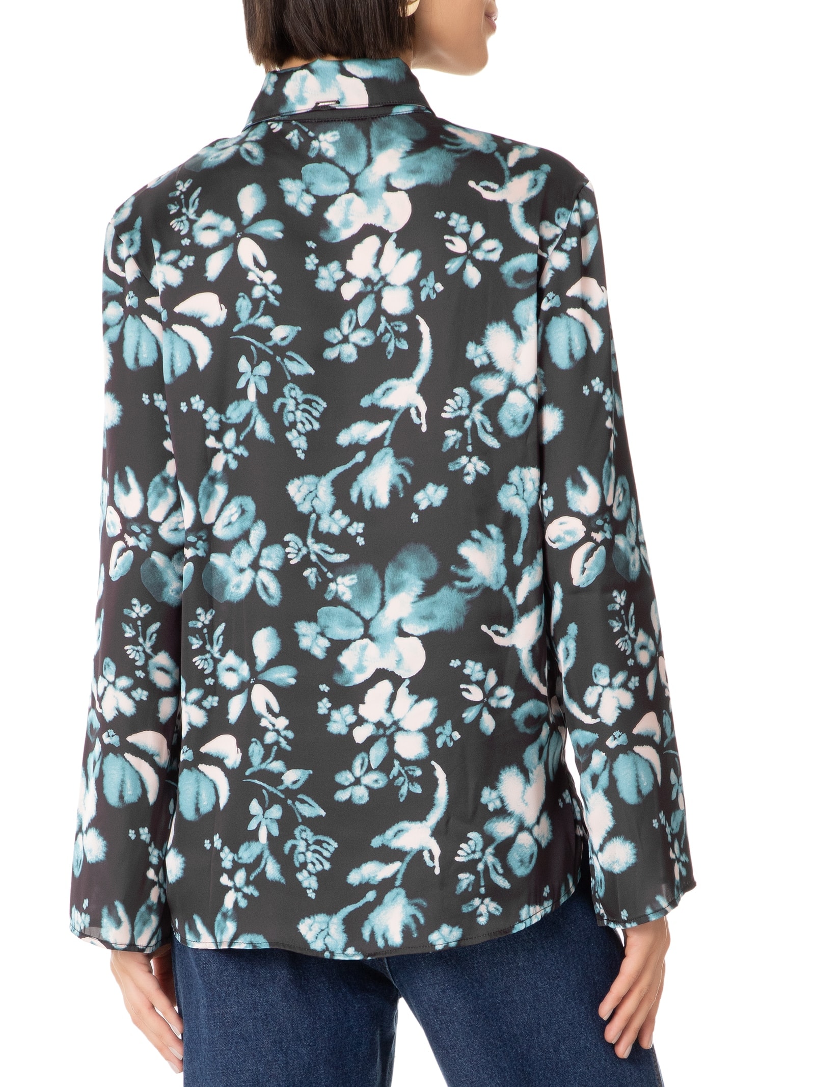 Blusa Feminina Tecido Chifon Satin Preto Lez A Lez