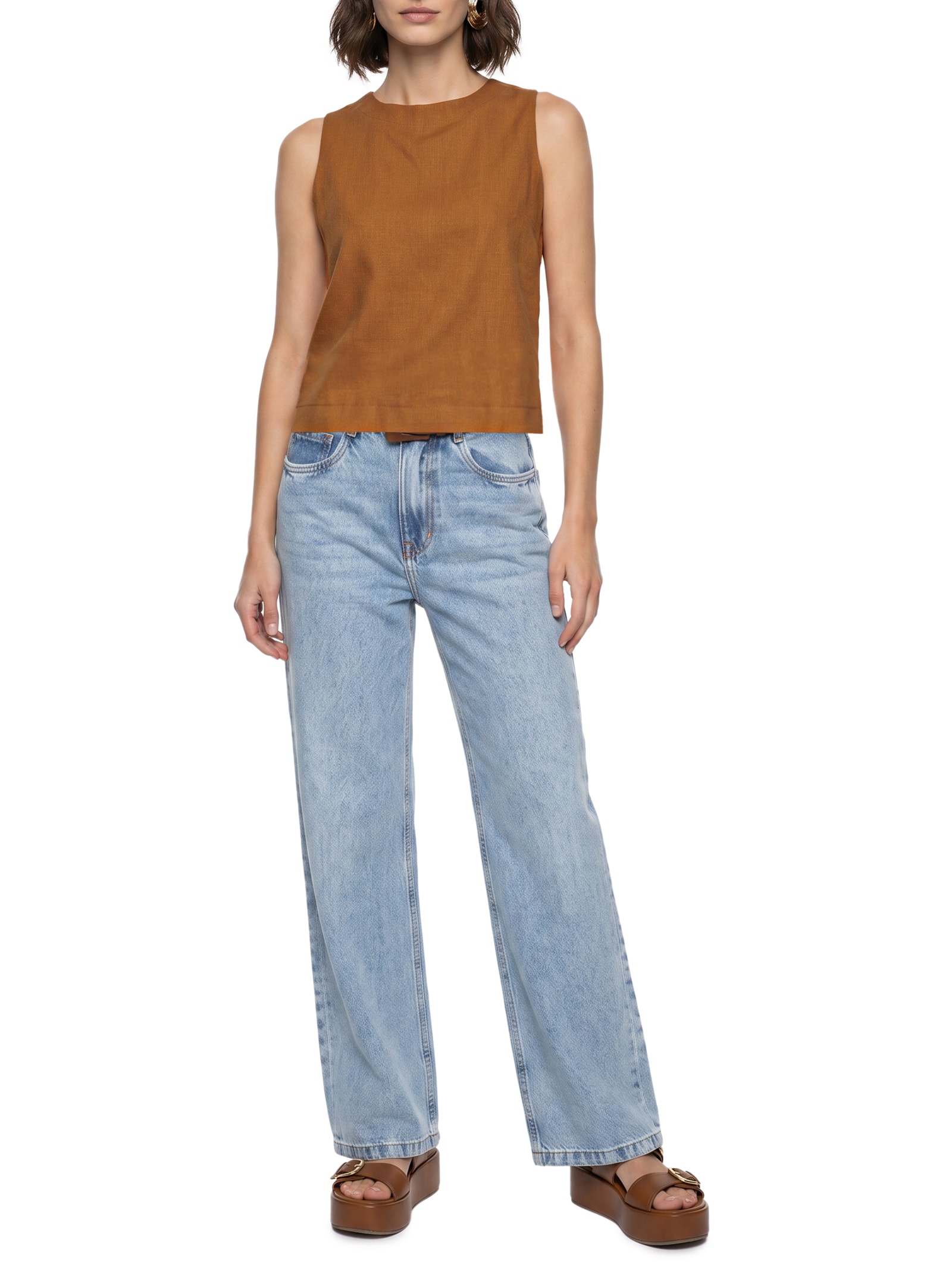 Blusa Feminina Tecido Linho Marrakesh Marrom Lez A Lez
