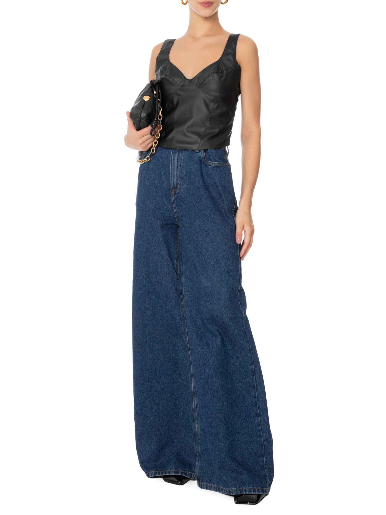 Blusa Feminina Tecido Pu Preto Lez A Lez