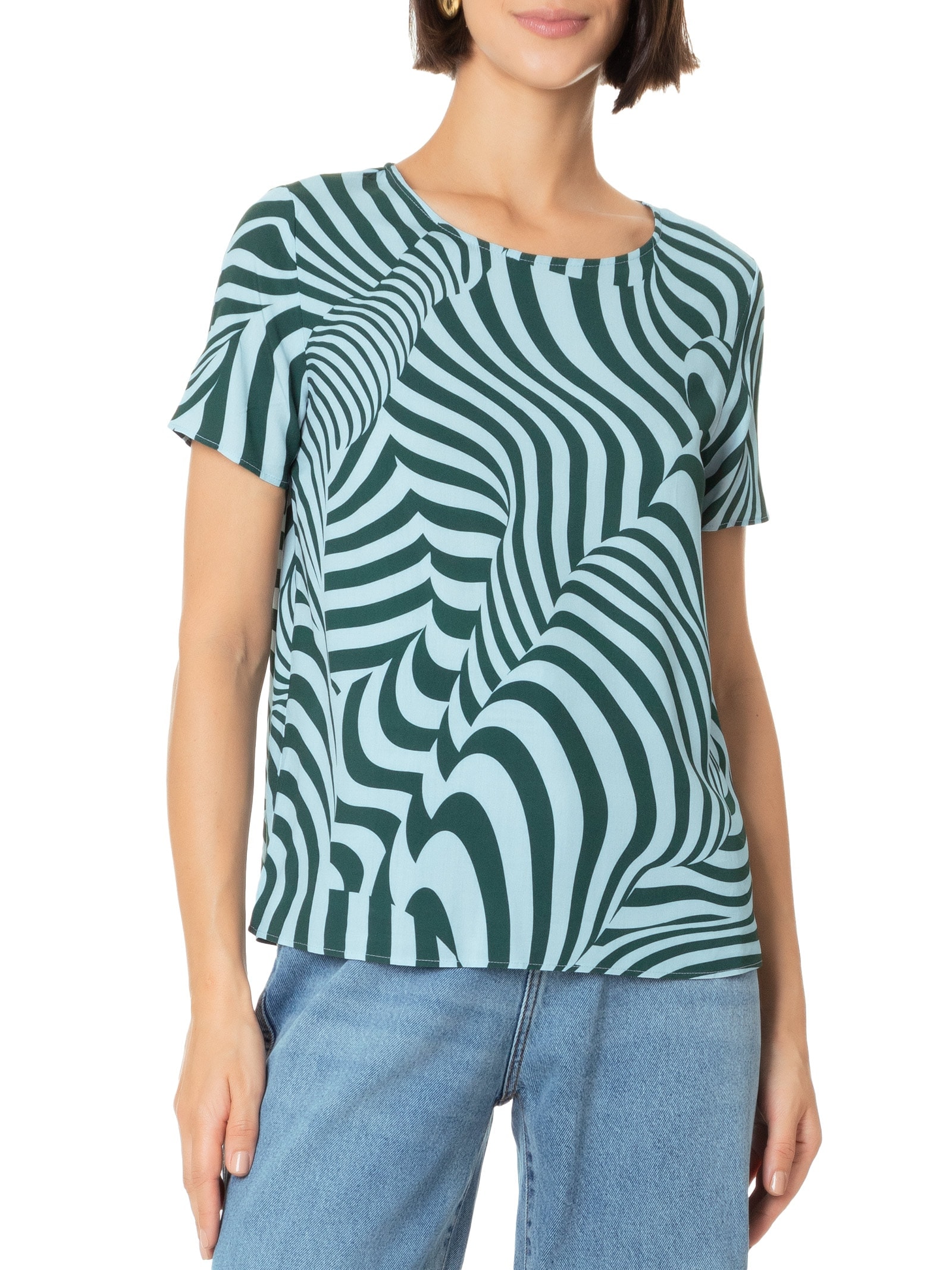 Blusa Feminina Tecido Rayon Bali Azul Lez A Lez