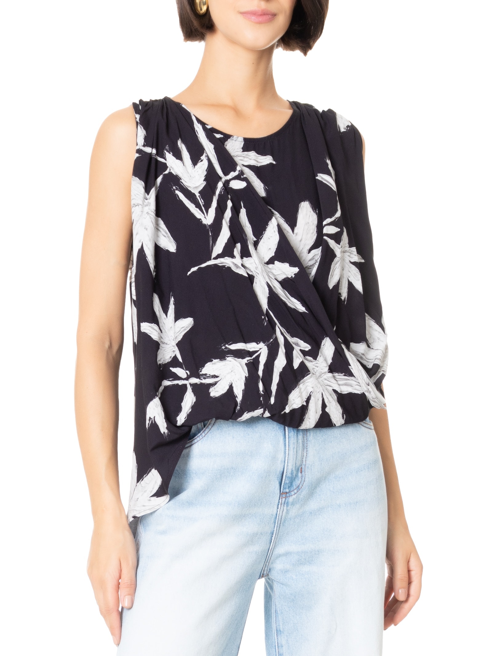 Blusa Feminina Tecido Rayon Bali Preto Lez A Lez