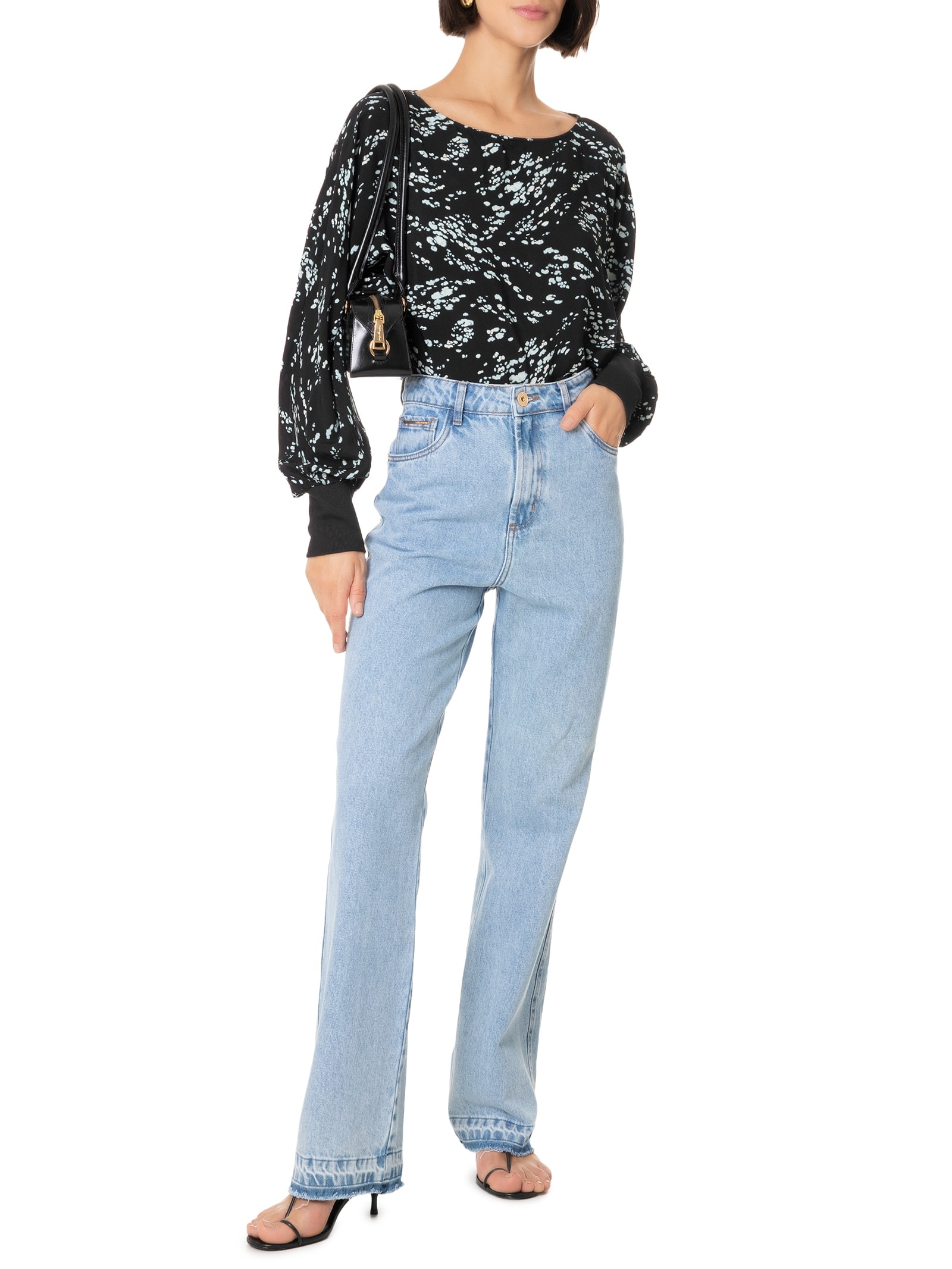 Blusa Feminina Tecido Rayon Bali Preto Lez A Lez