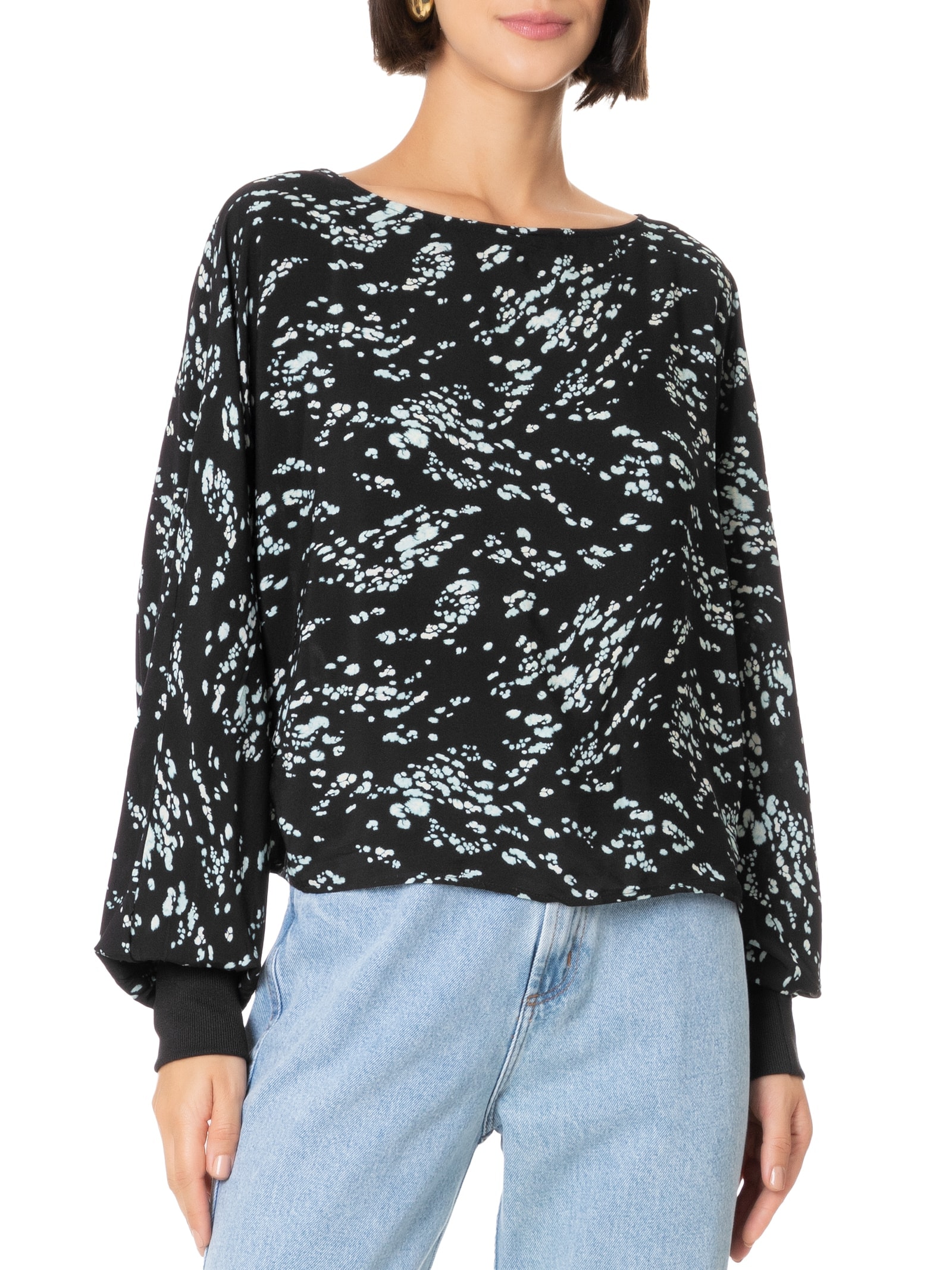 Blusa Feminina Tecido Rayon Bali Preto Lez A Lez