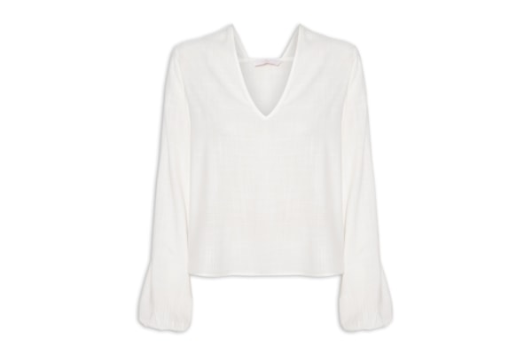 Blusa Feminina Tecido Rayon New Slub - Branco
