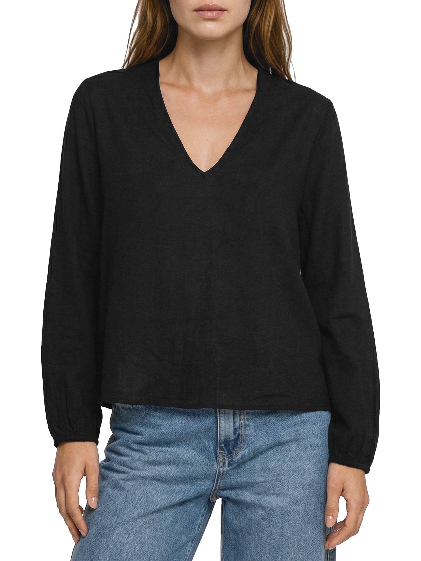 Blusa Feminina Tecido Rayon New Slub Preto Lez A Lez