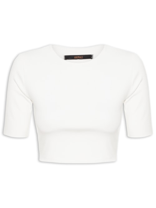 Blusa Feminina Tee Manga Média Cropped – Branco