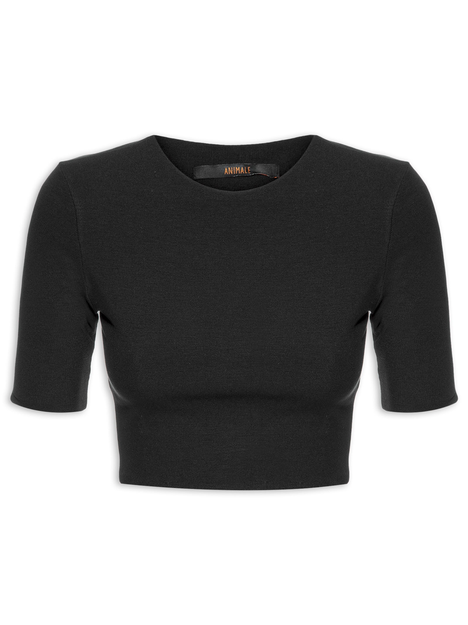 Blusa Feminina Tee Manga Média Cropped Preto Animale