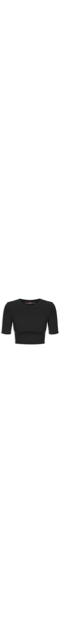 Blusa Feminina Tee Manga Média Cropped - Preto