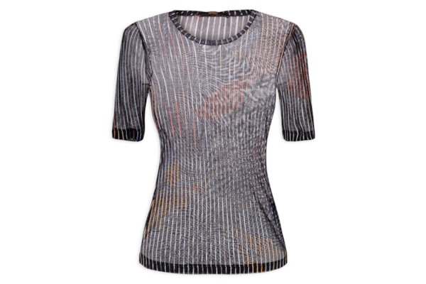 Blusa Feminina Tee Manga Média Listrada - Preto