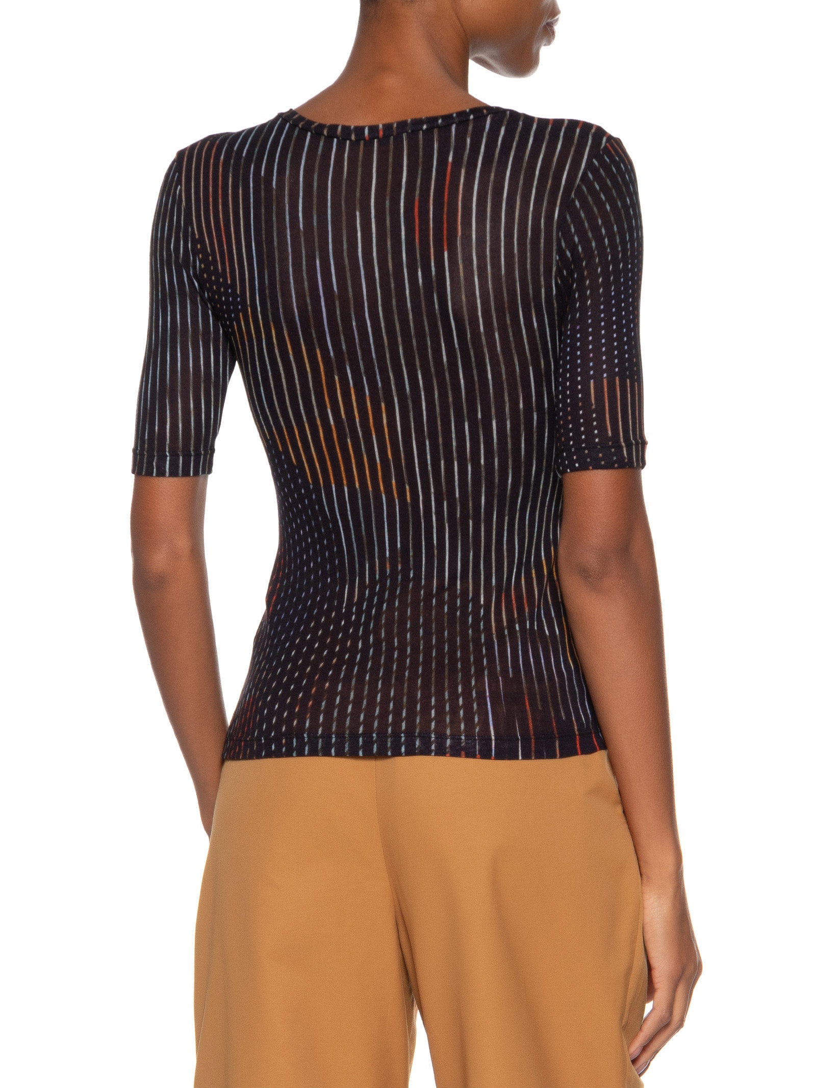 Blusa Feminina Tee Manga Média Listrada Preto Animale