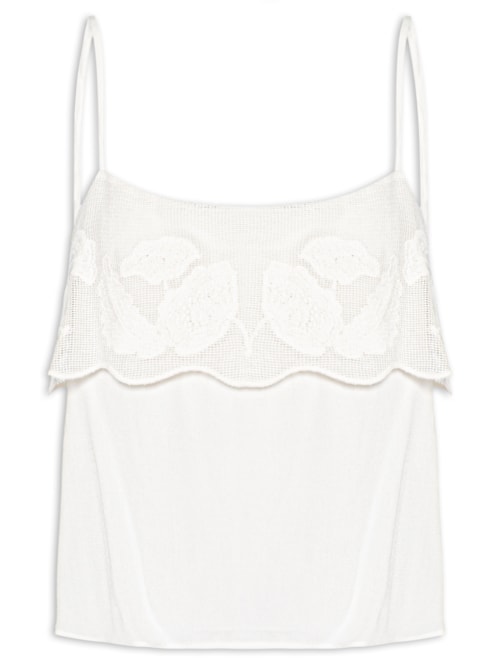Blusa Feminina Tela Bordado – Branco