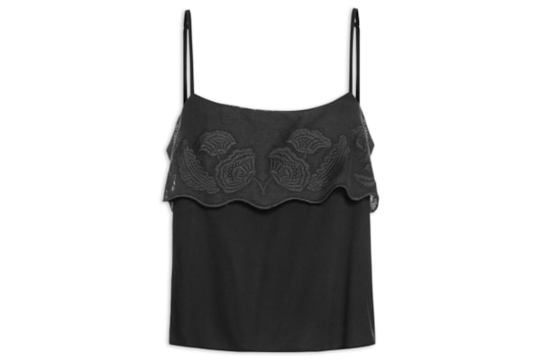 Blusa Feminina Tela Bordado – Preto