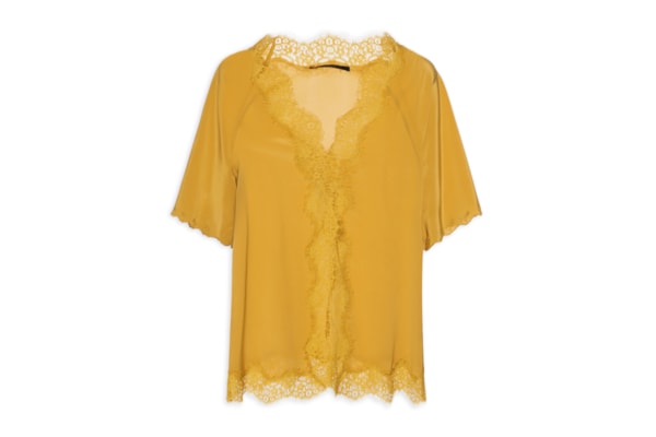 Blusa Feminina Tipo Slip Com Amarração - Amarelo