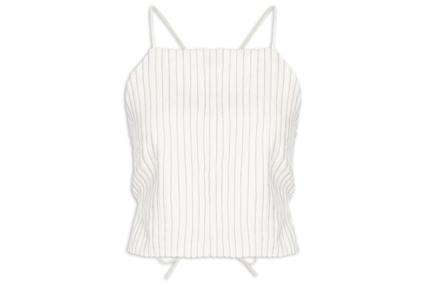 Blusa Feminina Tiras Smoking Linen - Branco