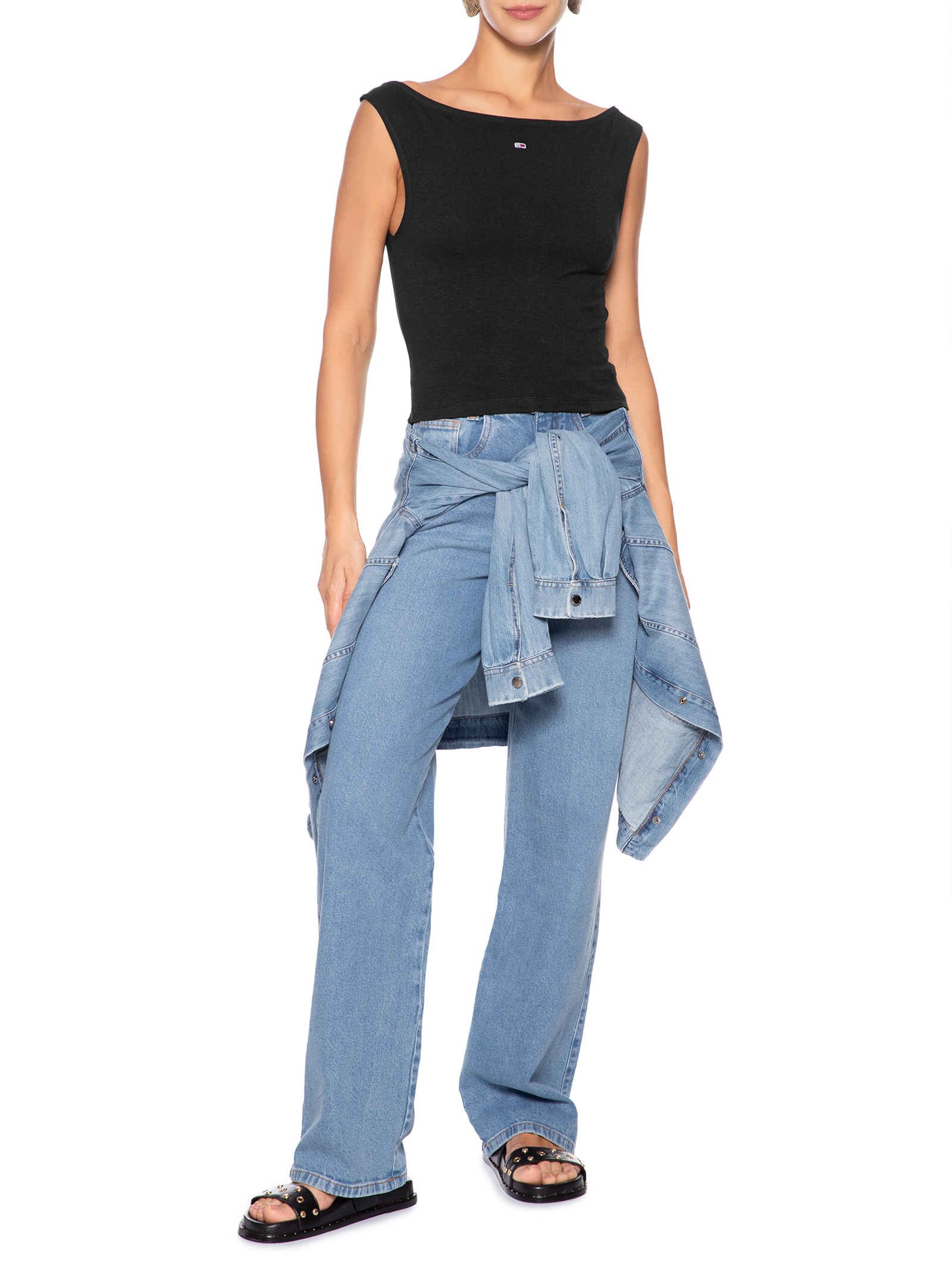 Blusa Feminina Tjw Boat Neck Top SS Ext Preto Tommy Jeans