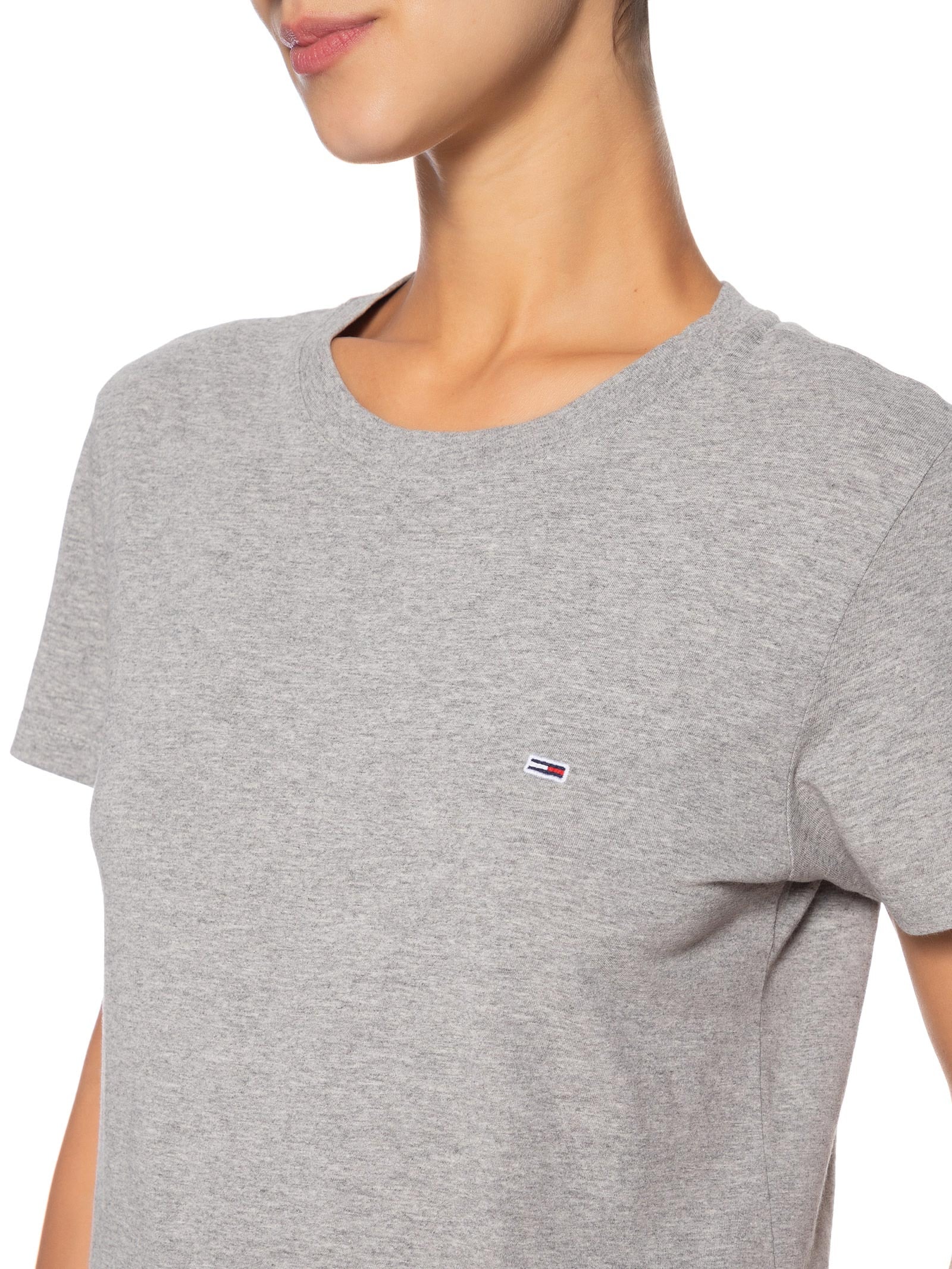 Blusa Feminina Tjw C Neck Tee Cinza Tommy Jeans