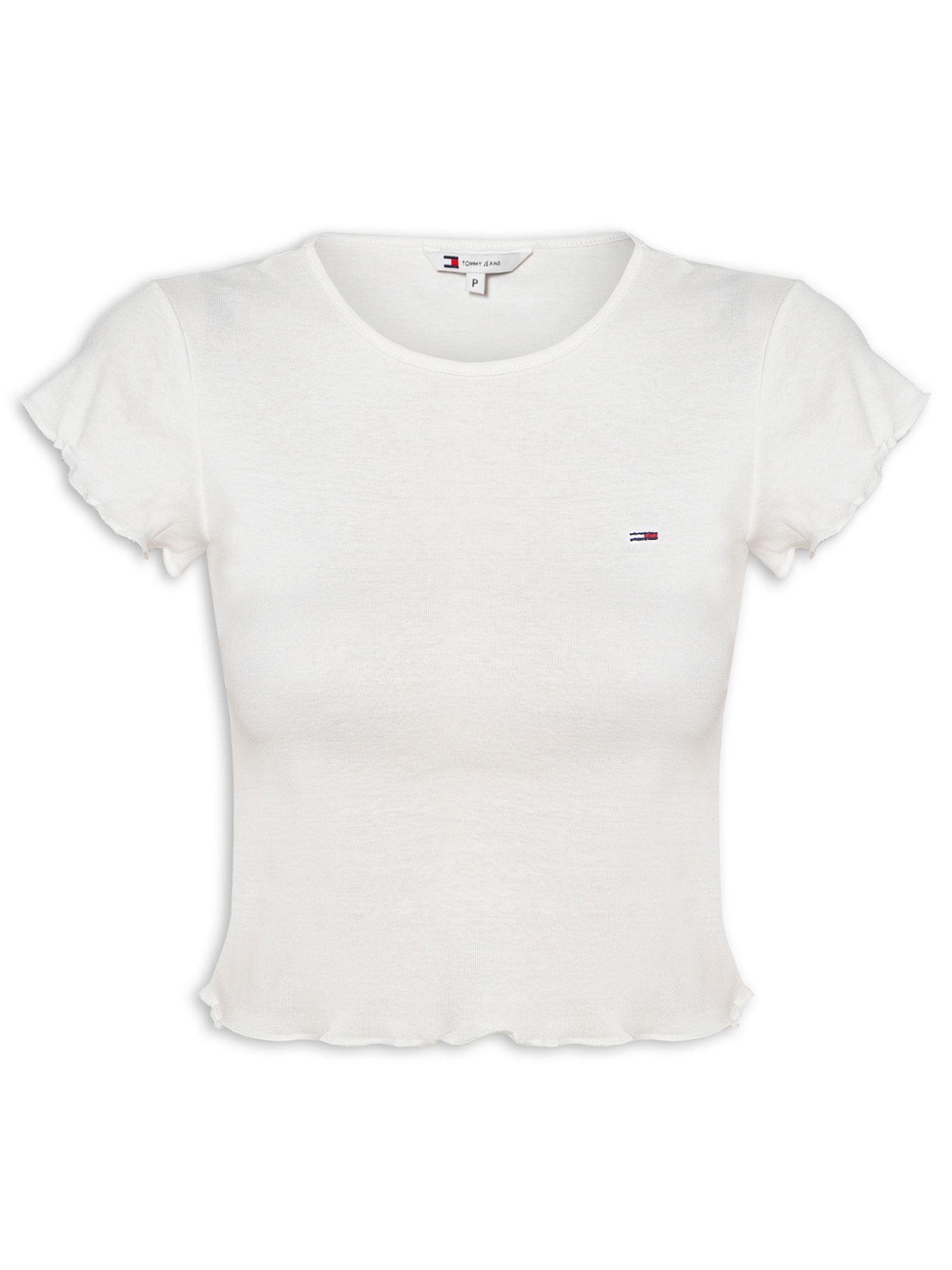 Blusa Feminina Tjw Slim Babylook Tee Ext Branco Tommy Jeans